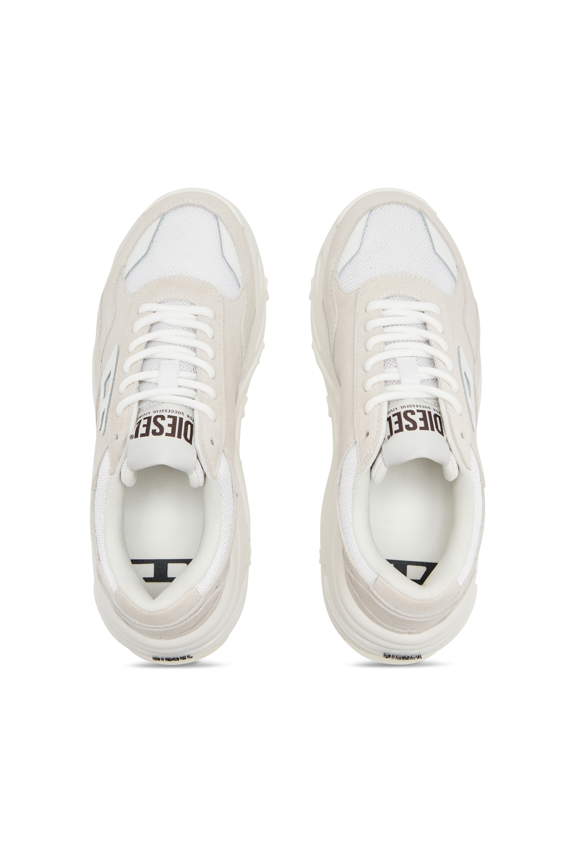 Diesel - S-SAVANNAH W, Woman's S-Savannah-Platform sneakers in suede and mesh in White - 4