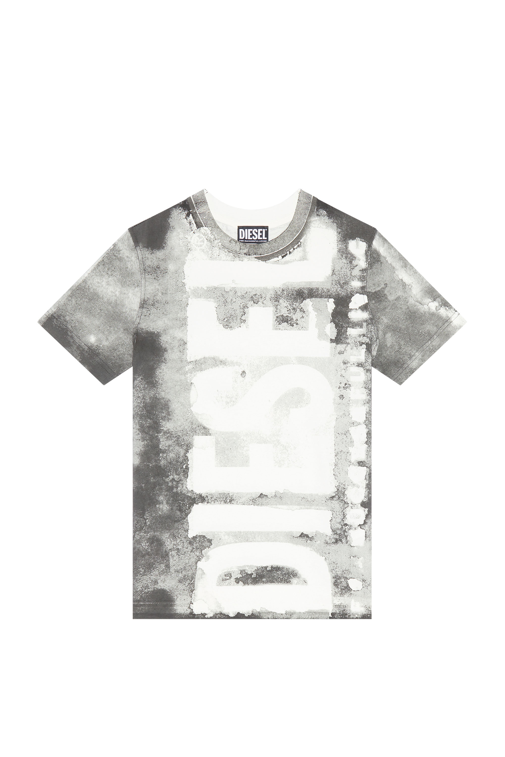 Diesel - T-REG-G1, Woman T-shirt with bleeding-effect logo in Grey - Image 5