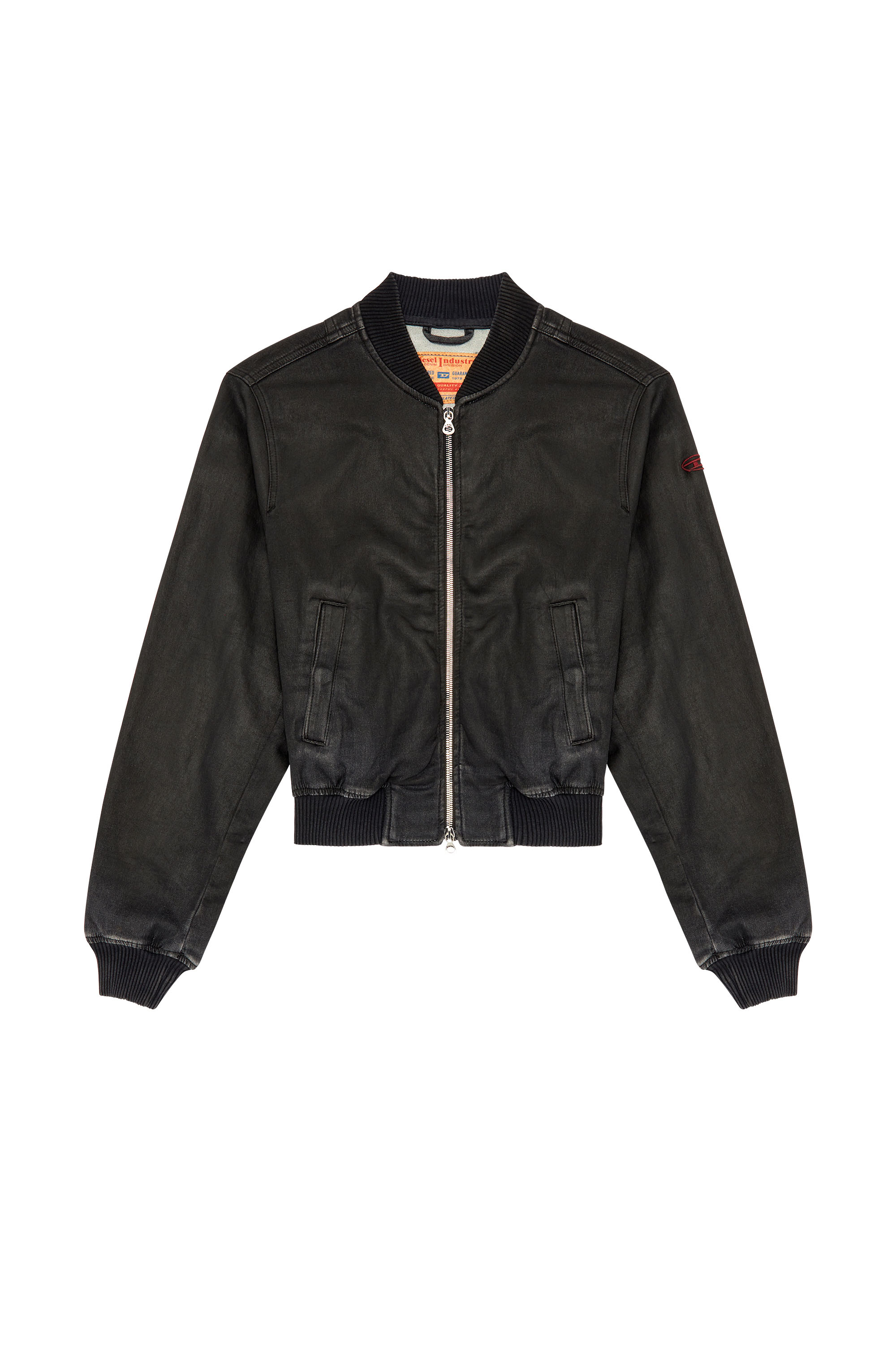 Women's Bomber jacket in coated denim | Black | Diesel