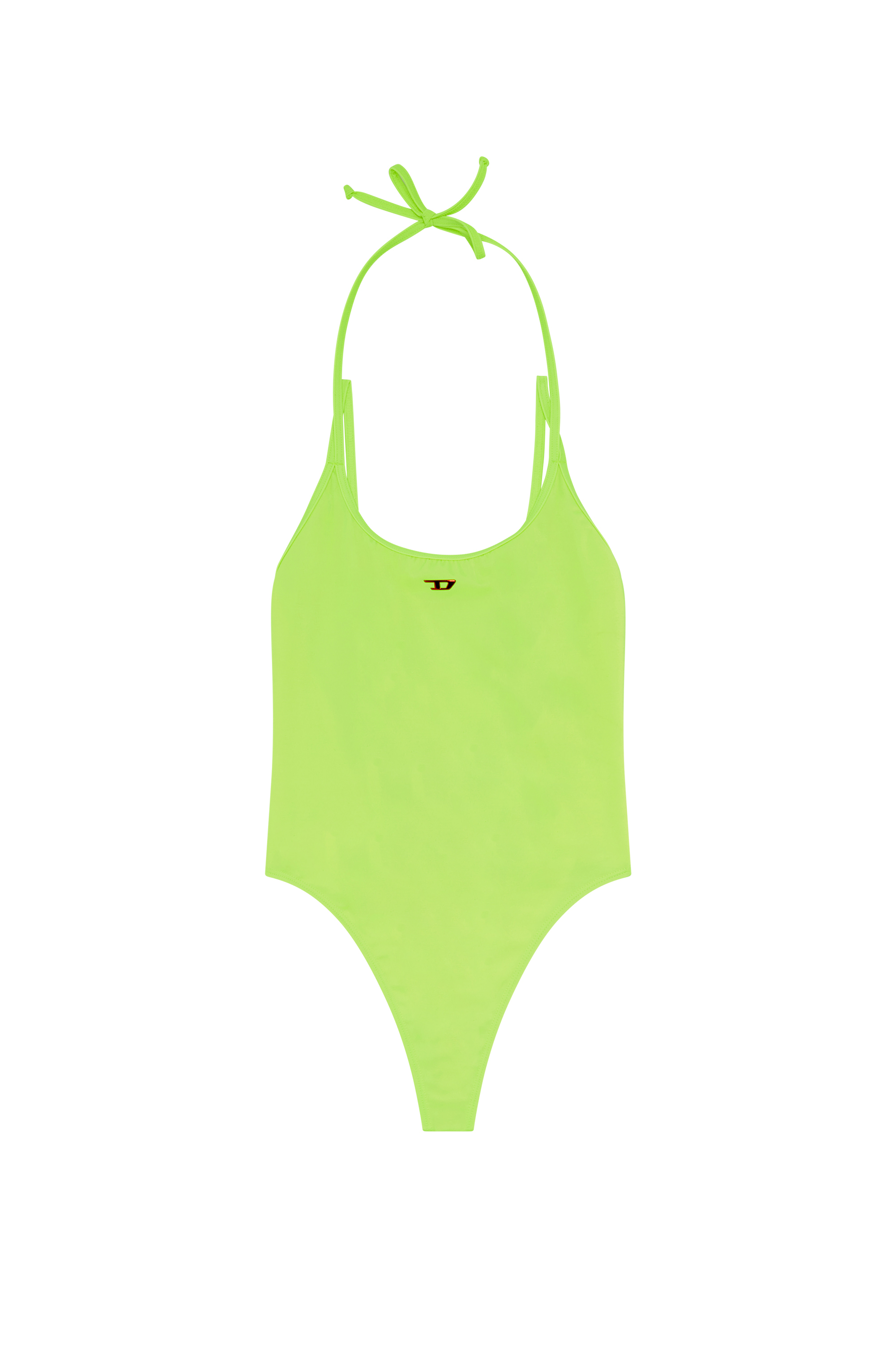 Diesel - BFSW-MINDY, Woman Neon halterneck swimsuit with D logo in Yellow - Image 4