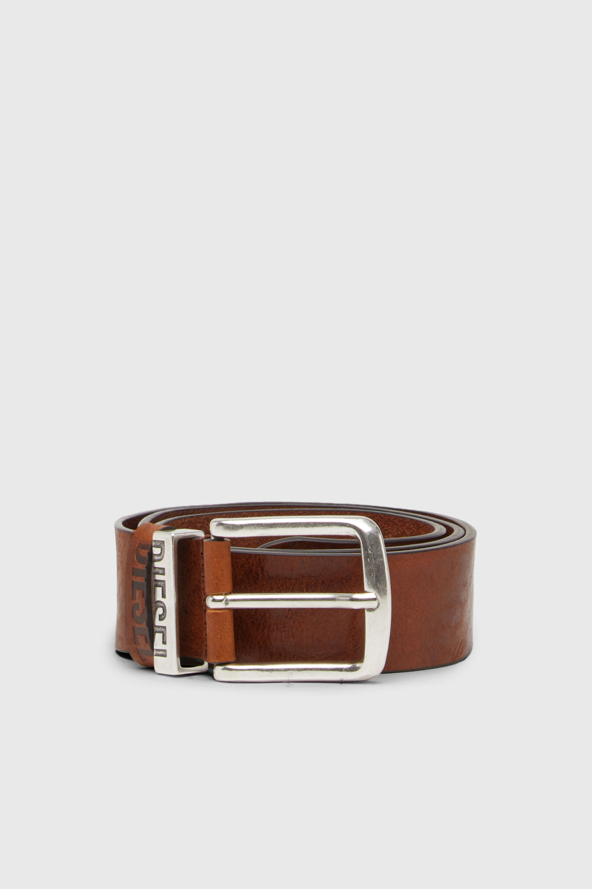 Diesel - B-VISIBLE, Man's 3.9cm belt with contrast loops in Brown - 1
