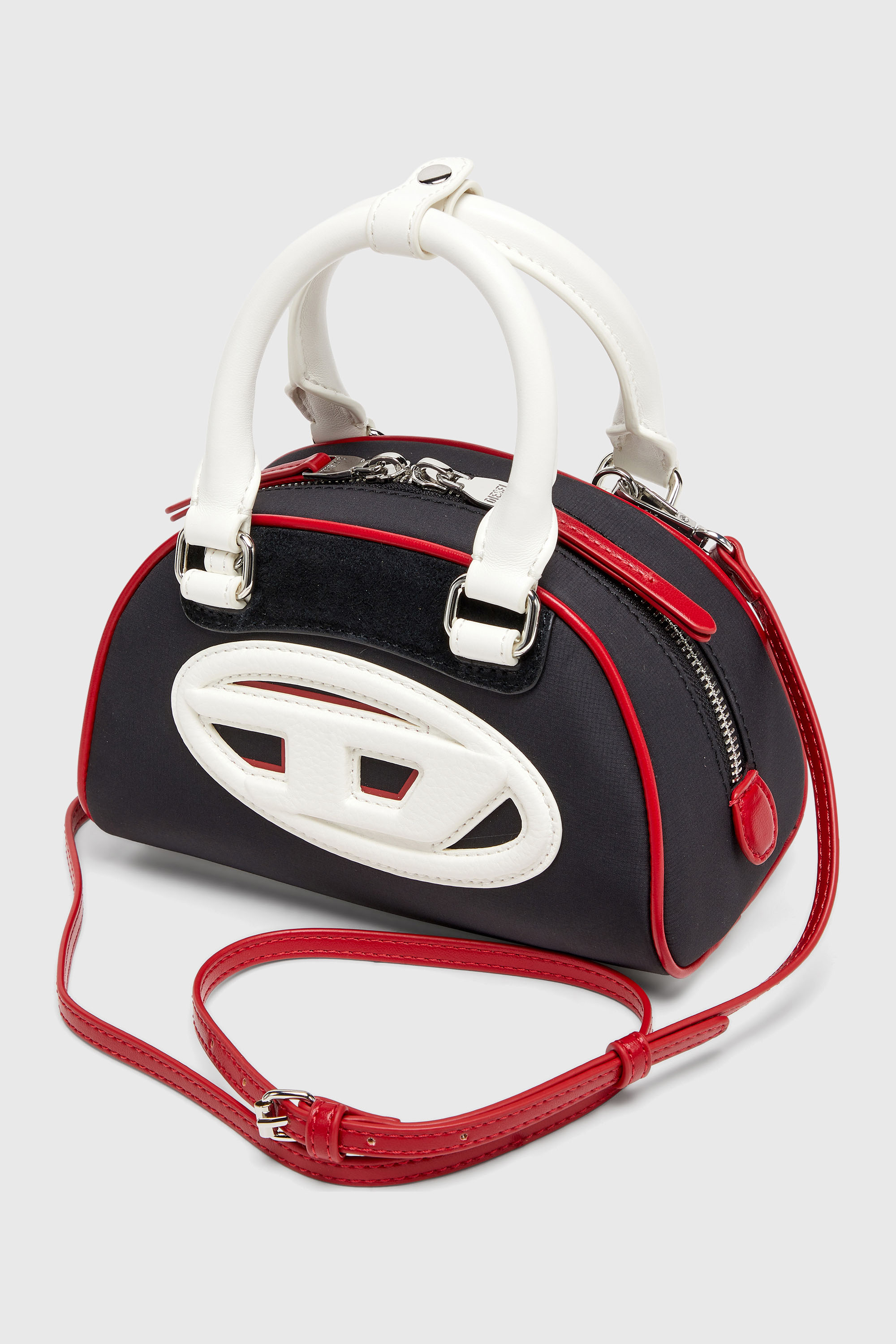 Diesel - 1DR DOME CROSSBODY, Woman's 1DR Dome-Colour-block small bowling bag in Black/White - 5
