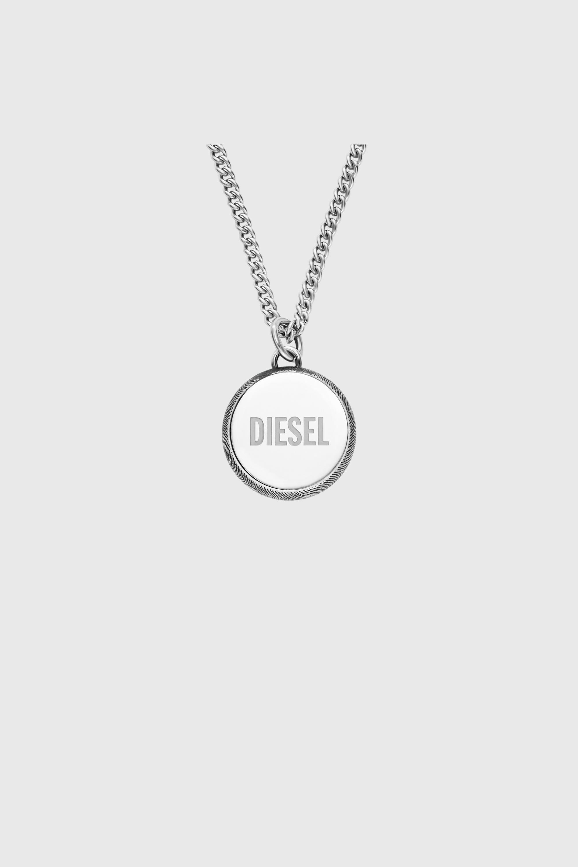 Diesel - DX1738040, Unisex's Stainless steel denim texture pendant necklace in Silver - 2