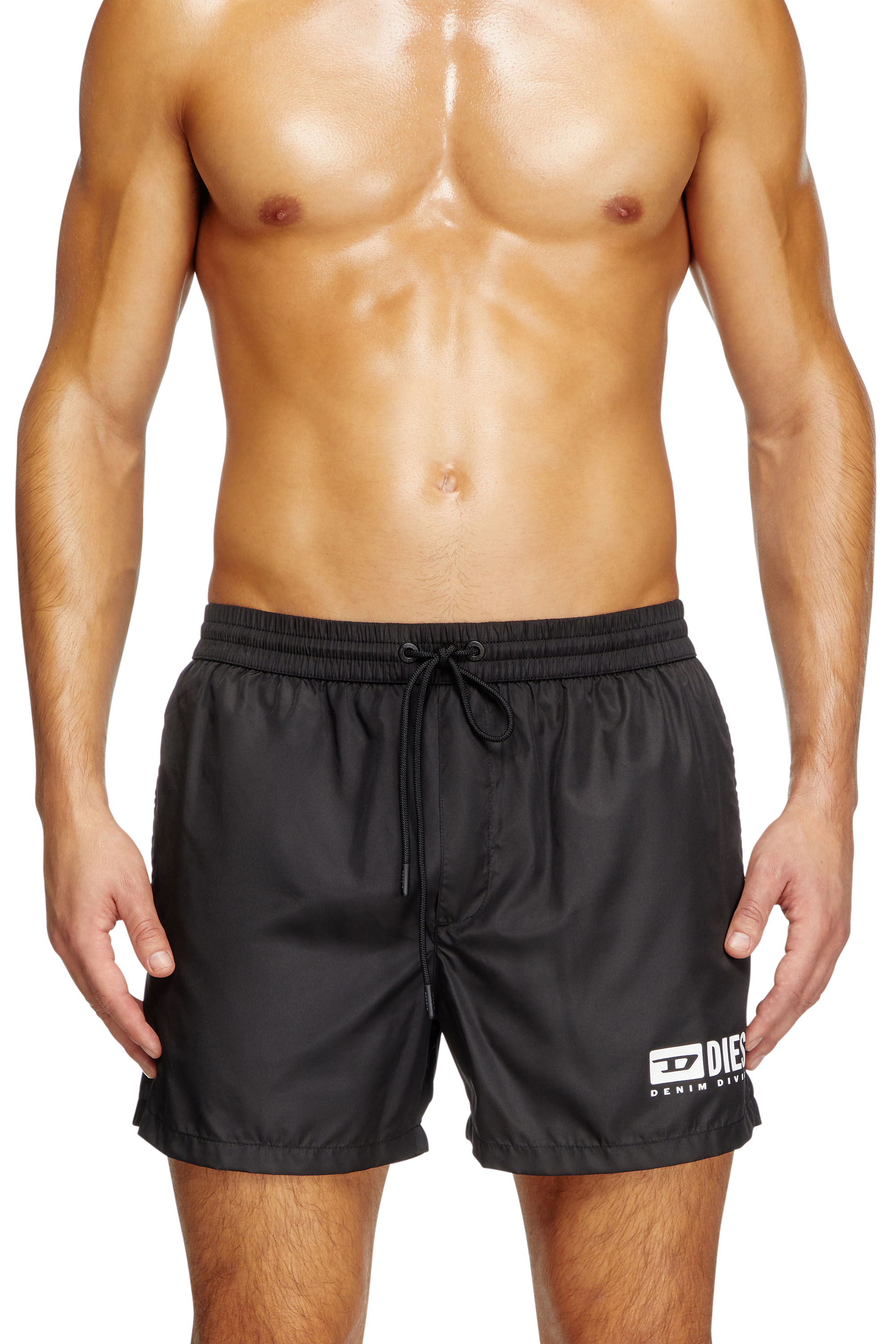 Diesel - KEN-37-D-BOX, Man's Mid-length swim shorts with logo print in Black - 2