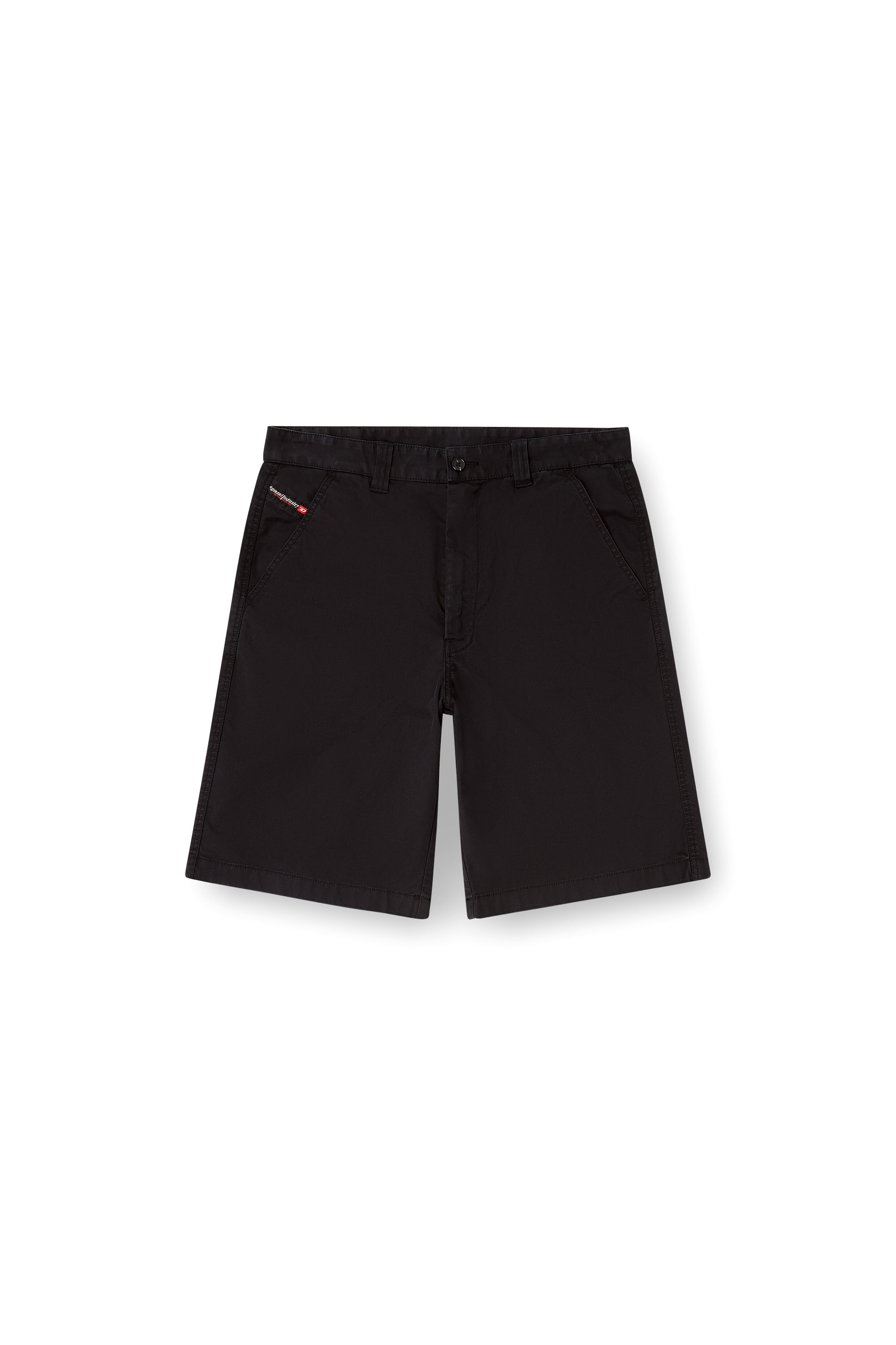 Diesel - P-HANT-CHINO-SHORT-EPCH, Man's Cotton shorts with stonewash treatment in Black - 3