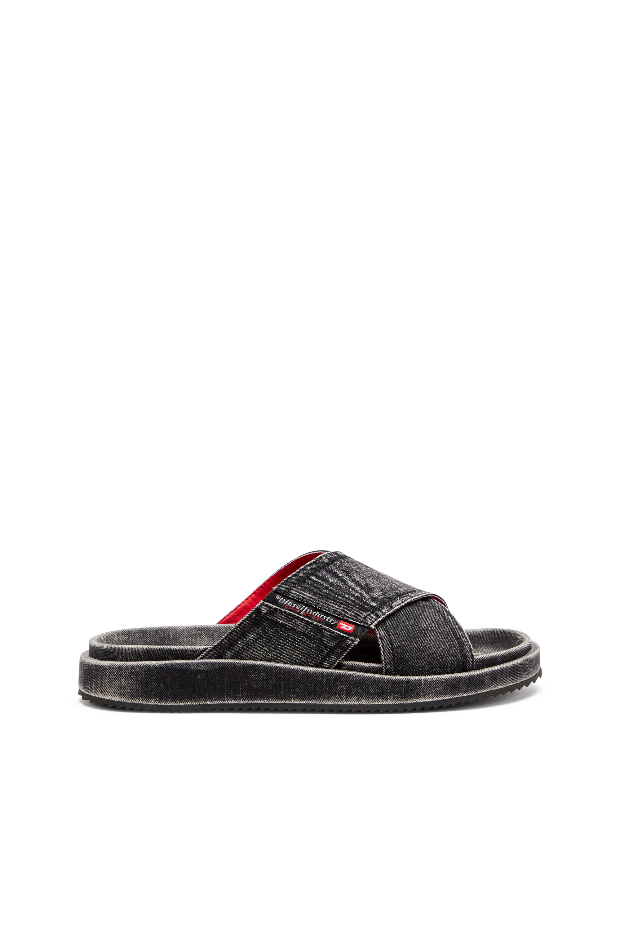 Diesel - SA-SLIDE CRIS CROS, Unisex's Sa-Slide-Denim slides with criss-cross straps in Black - 1