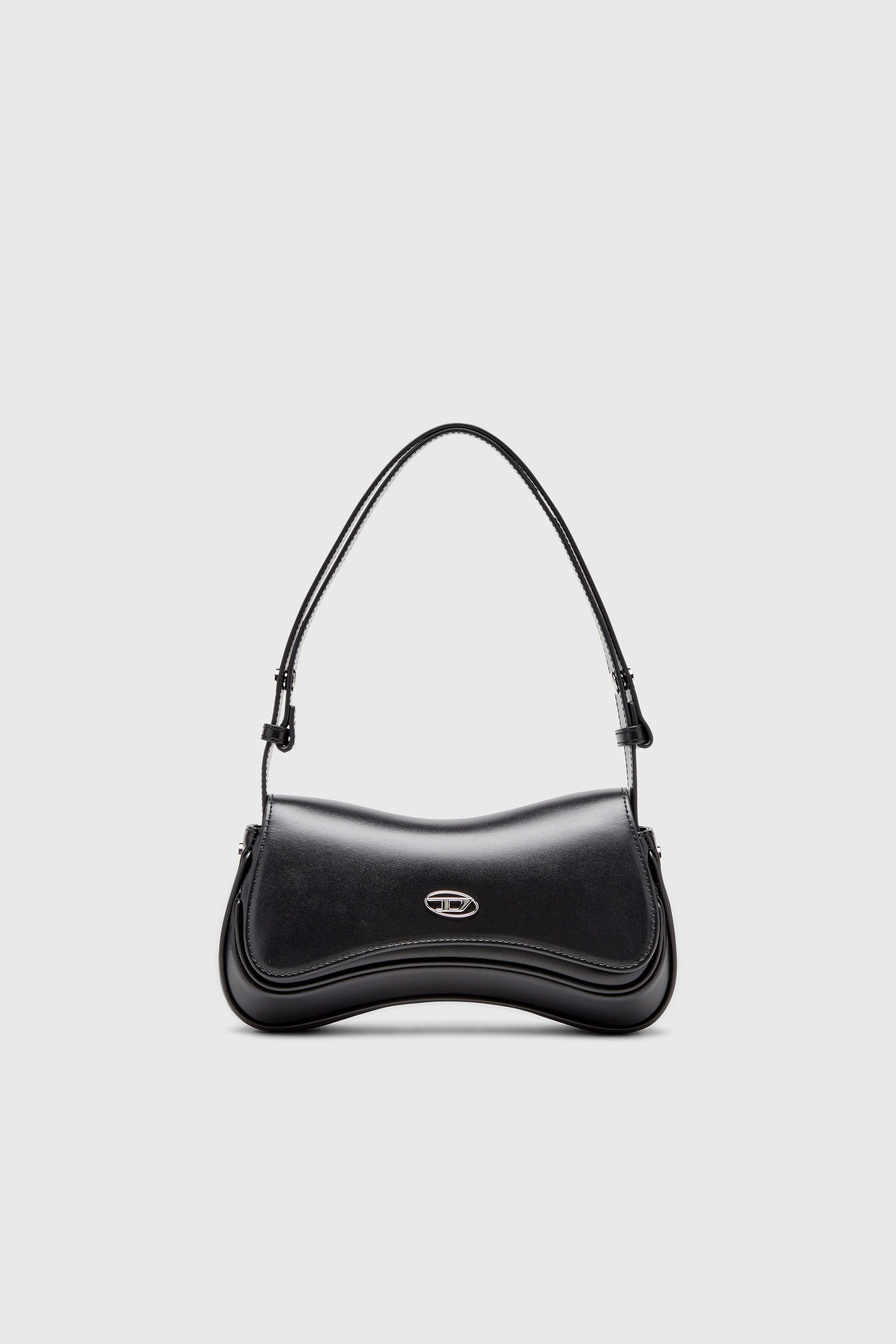 Diesel - PLAY CLUTCH, Woman's Play-Semi gloss leather shoulder bag in Black - 8