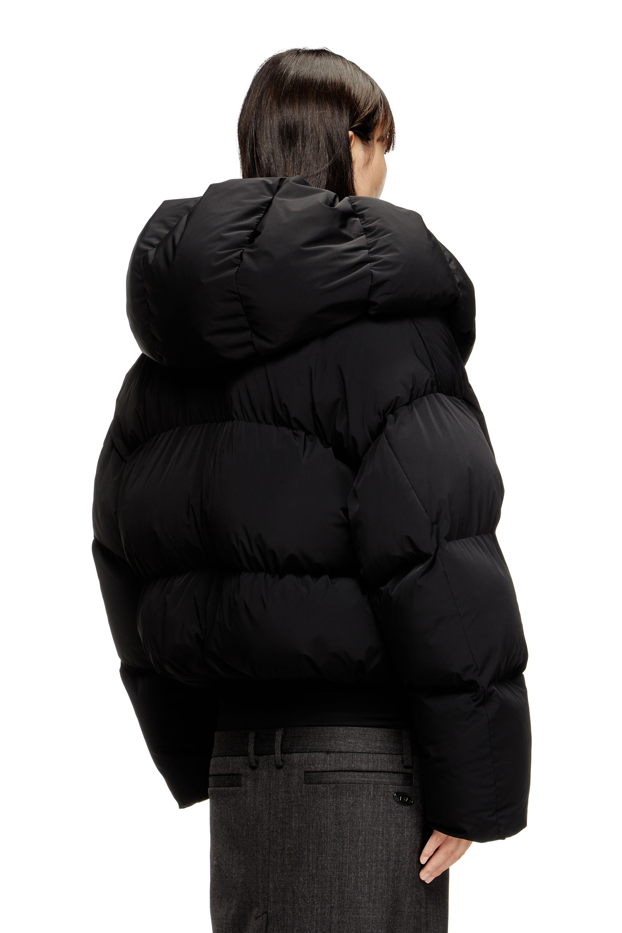 Diesel - W-ILEY-T1, Woman's Wrap puffer in bi-stretch nylon in Black - 4