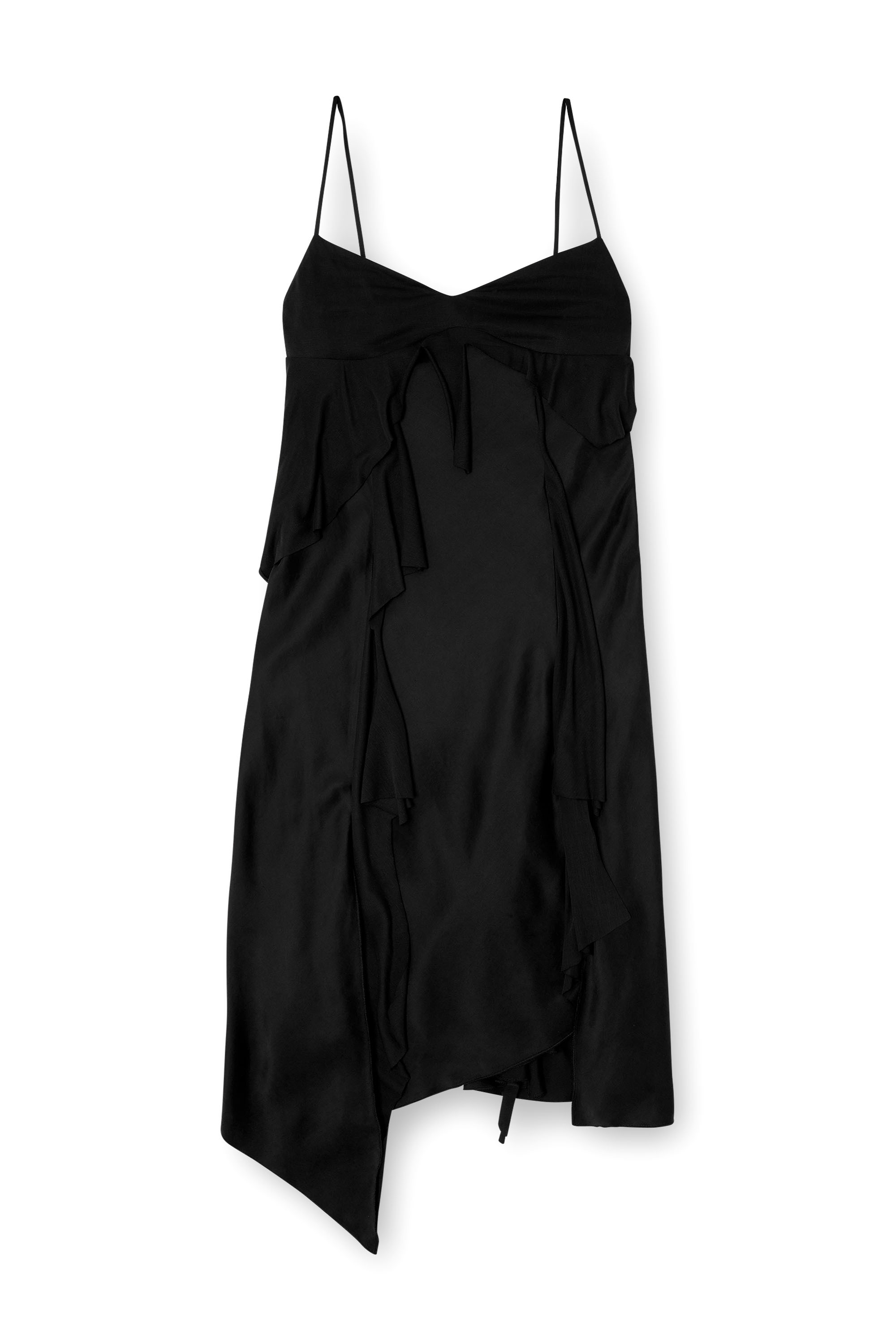 Diesel - D-ANCER, Woman's Satin dress with raw-cut flounces in Black - 2