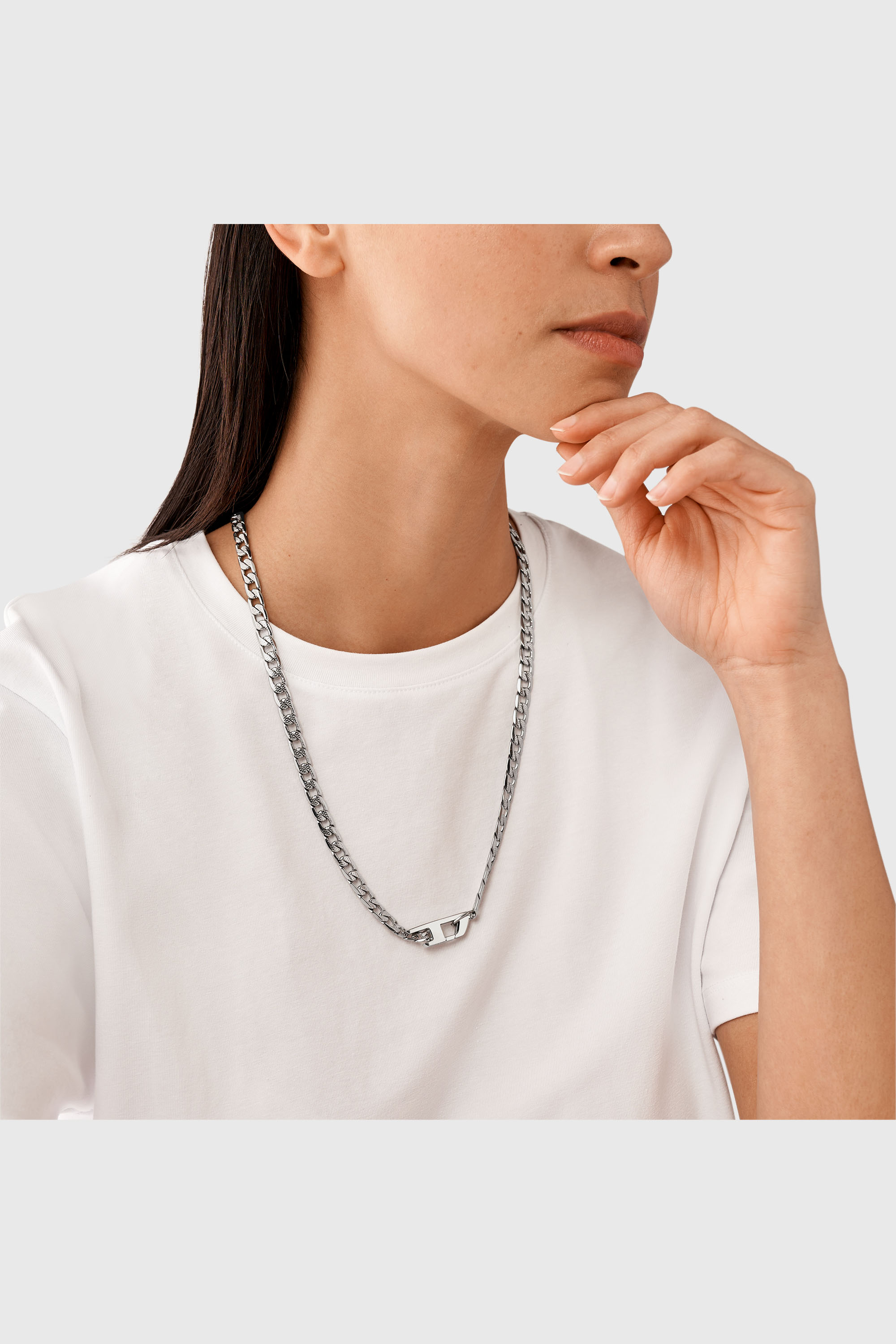 Diesel - DX1497, Unisex's Stainless steel chain necklace in Silver - 3