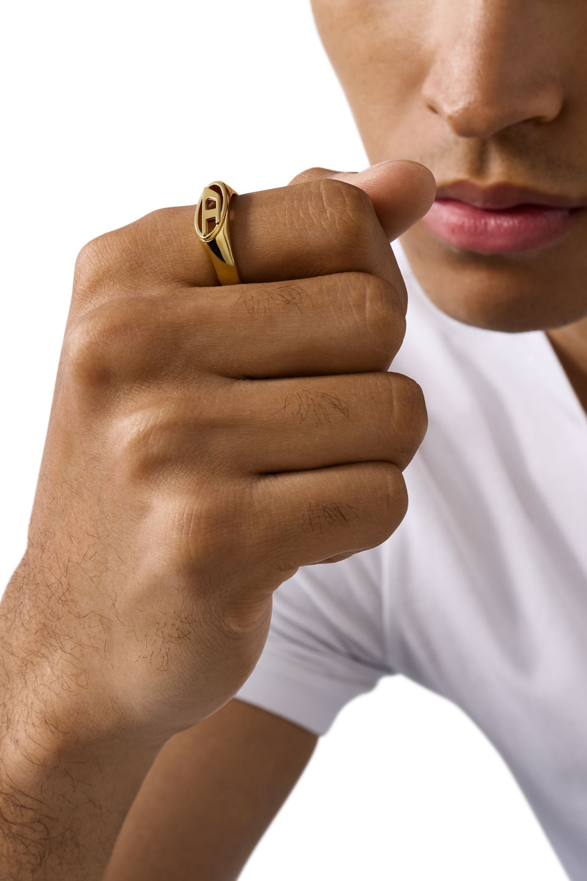 Diesel - DX1588710 JEWEL, Unisex's Gold-Tone Stainless Steel Signet Ring in Gold - 3