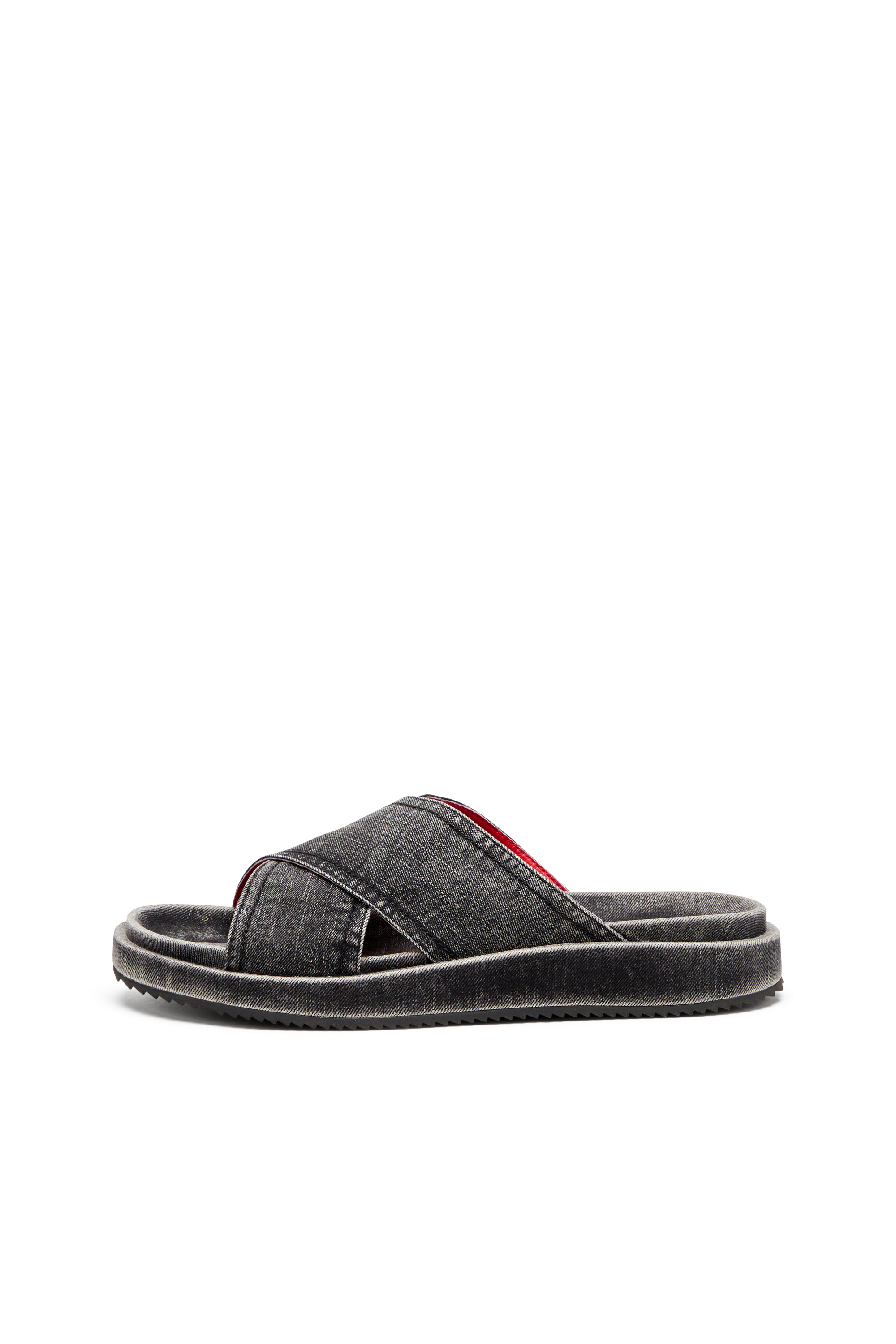 Diesel - SA-SLIDE CRIS CROS, Unisex's Sa-Slide-Denim slides with criss-cross straps in Black - 7