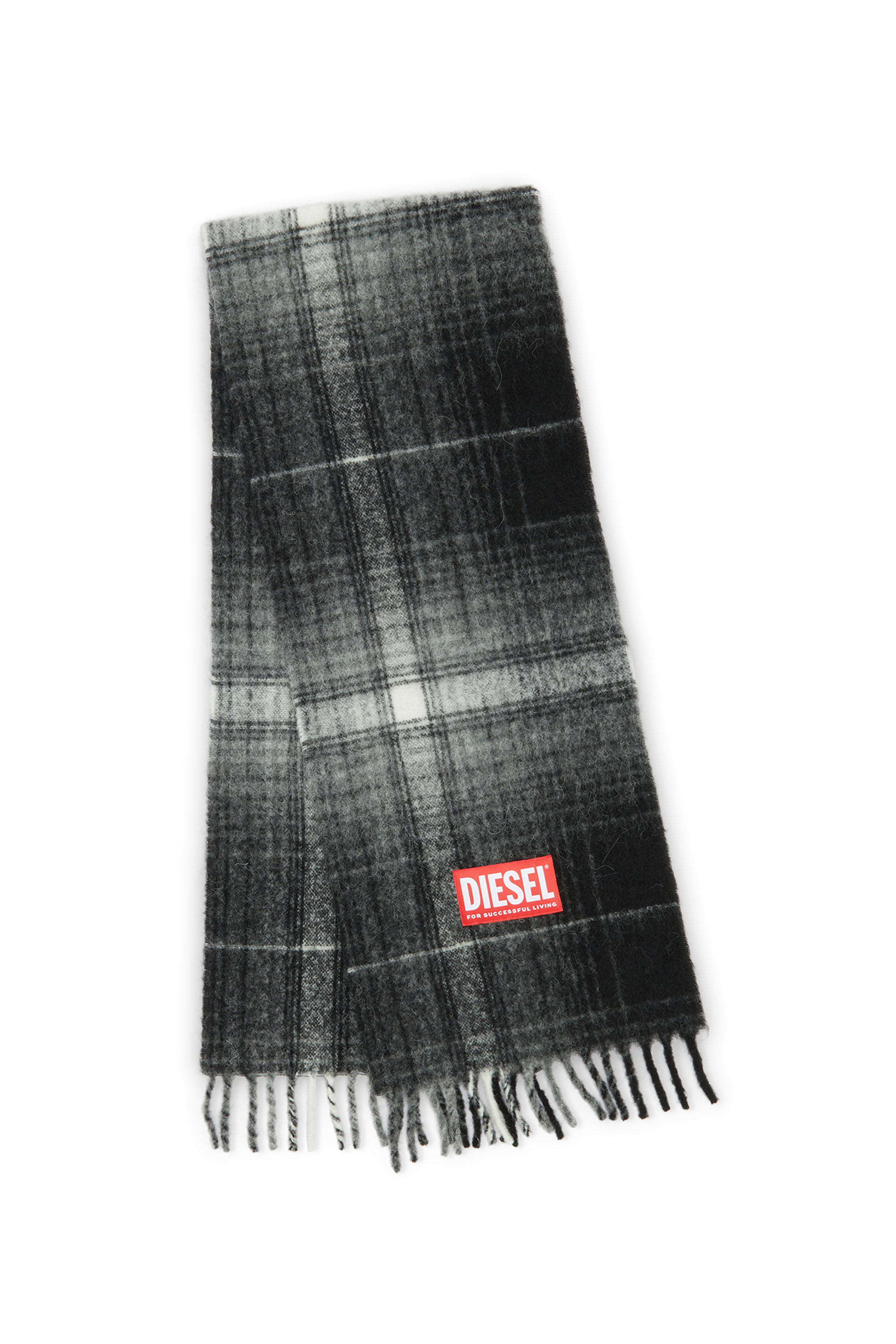 Diesel - S-BESTRO, Man's Checked scarf in wool and alpaca in Black - 3