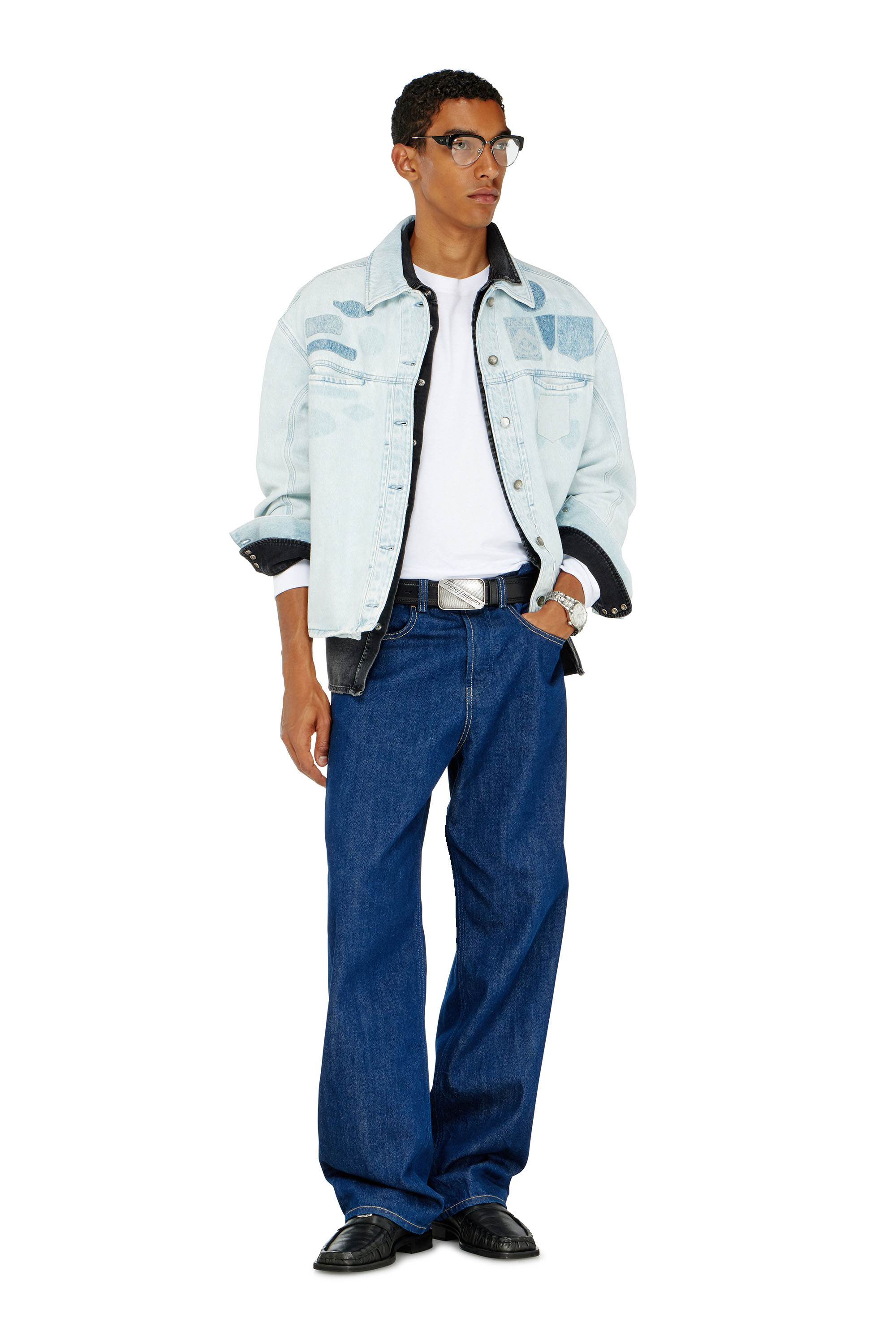 Diesel - D-RYMAVO-S, Unisex's Denim overshirt with patch effects in Light Blue - 4