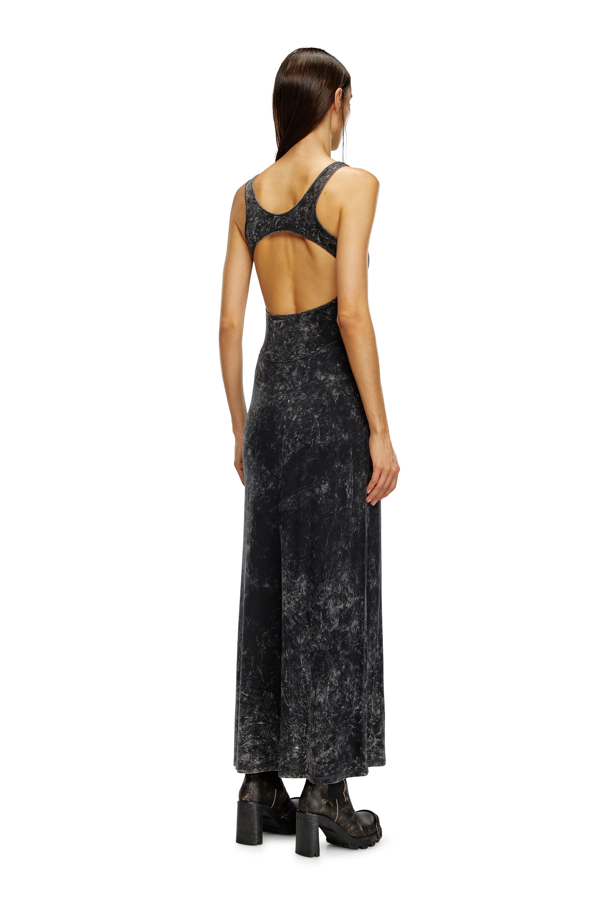 Diesel - D-AVENA-P1, Woman's Maxi dress in marbled stretch jersey in Black - 3