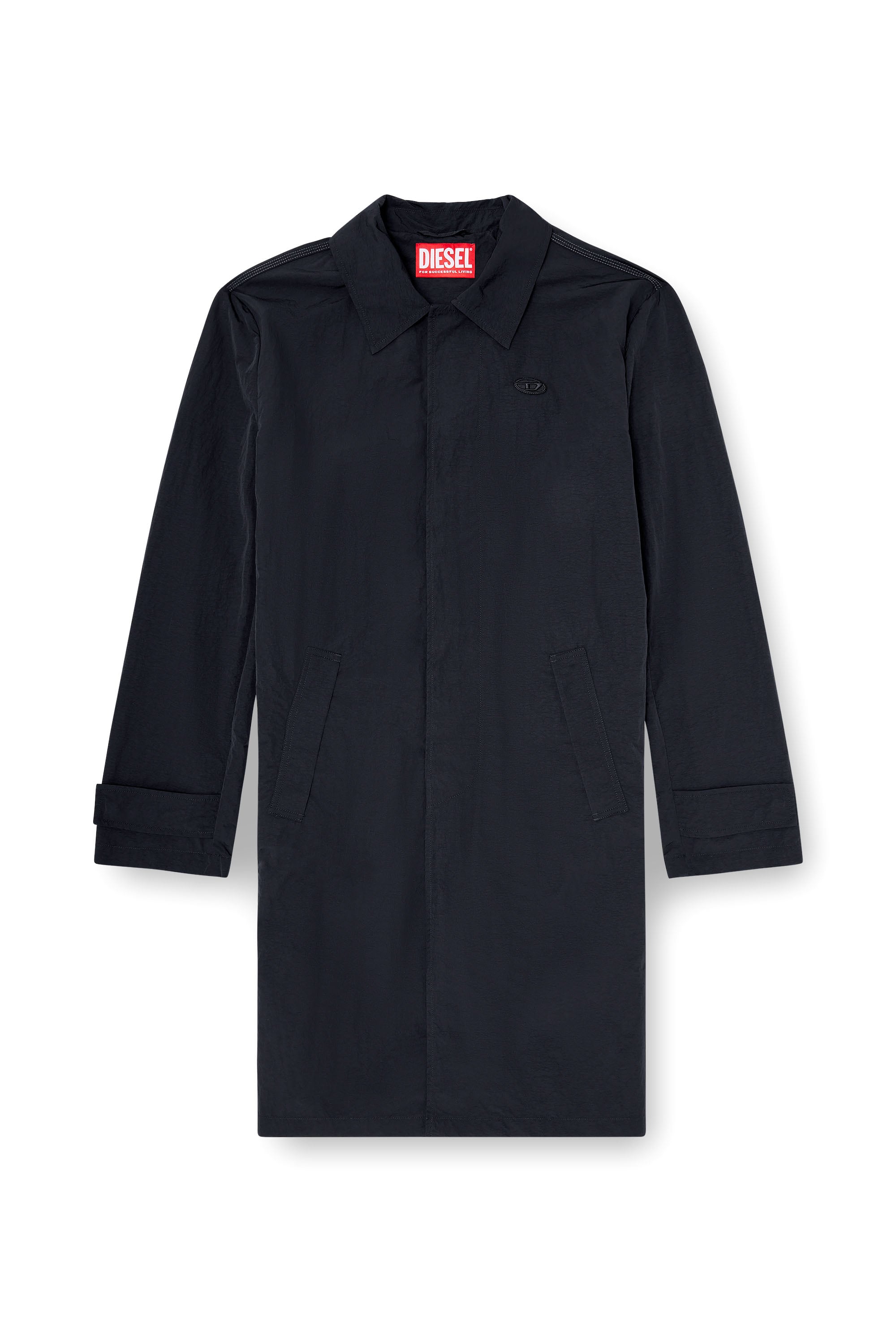 Diesel - J-BURHAT, Man's Nylon coat with shiny crinkle finish in Black - 2