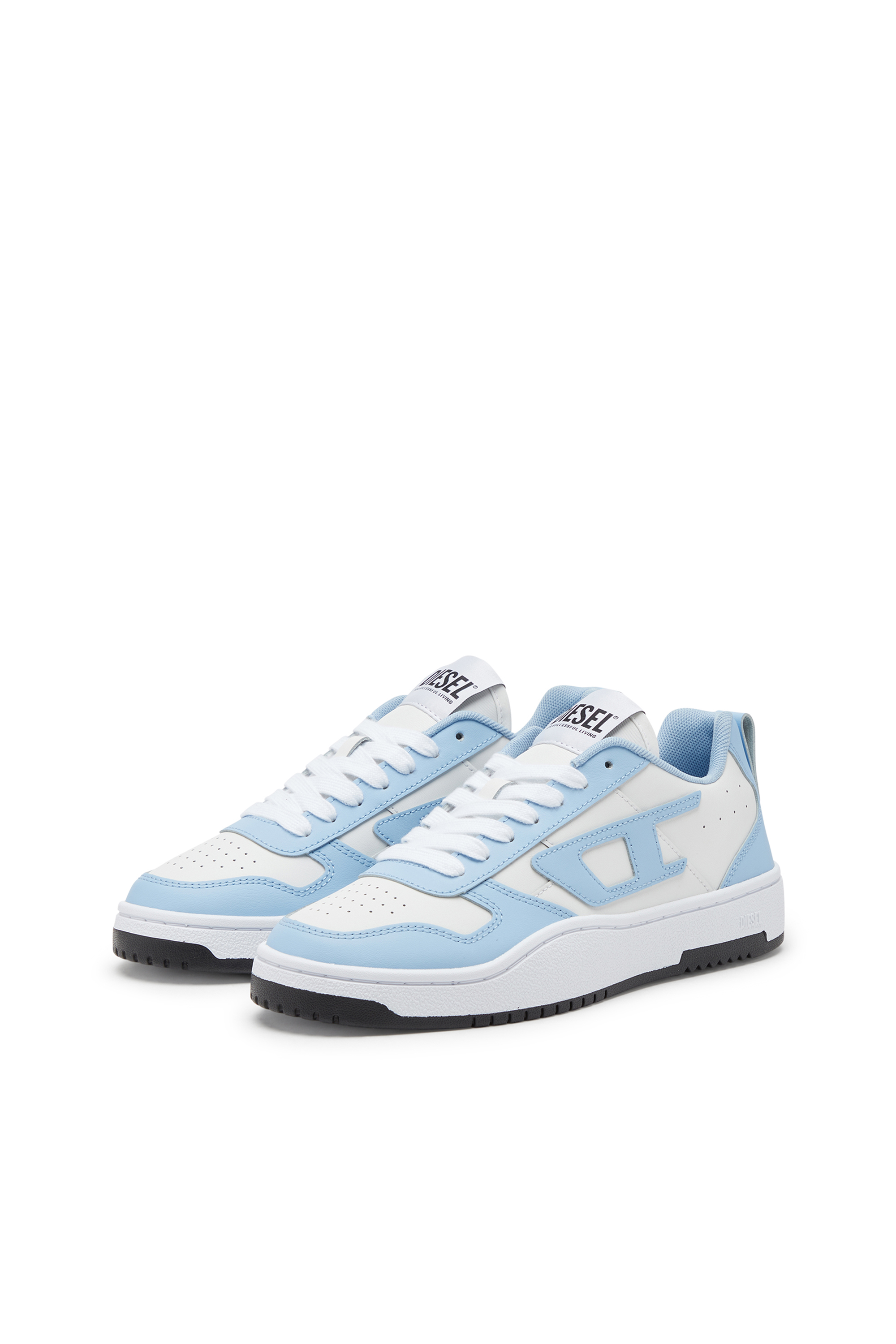 Diesel - S-UKIYO V2 LOW W, Woman's S-Ukiyo Low-Low-top sneakers in leather and nylon in White/Blue - 8