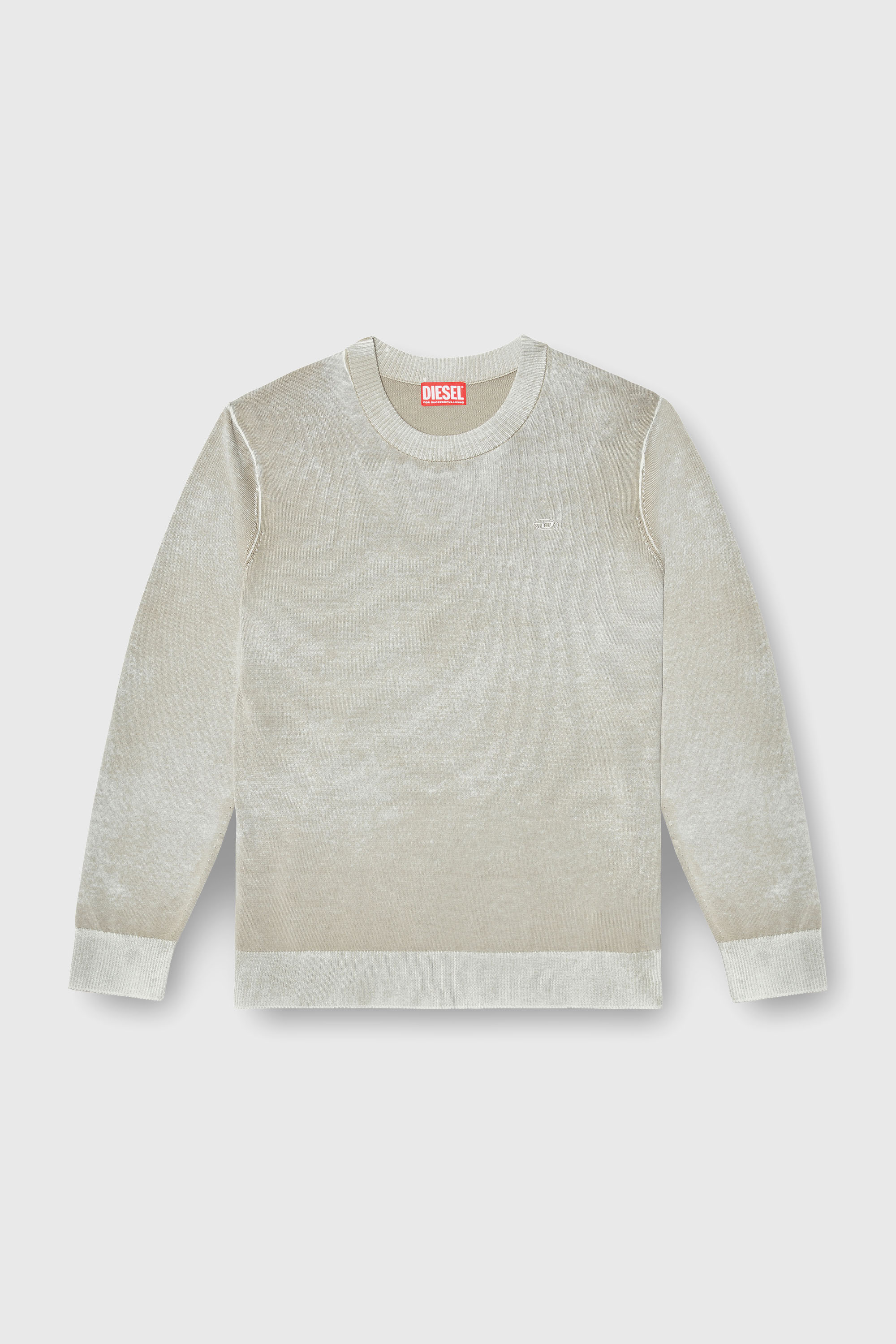 Diesel - K-LAURENT, Man's Jumper with faded reverse print in Light Grey - 2