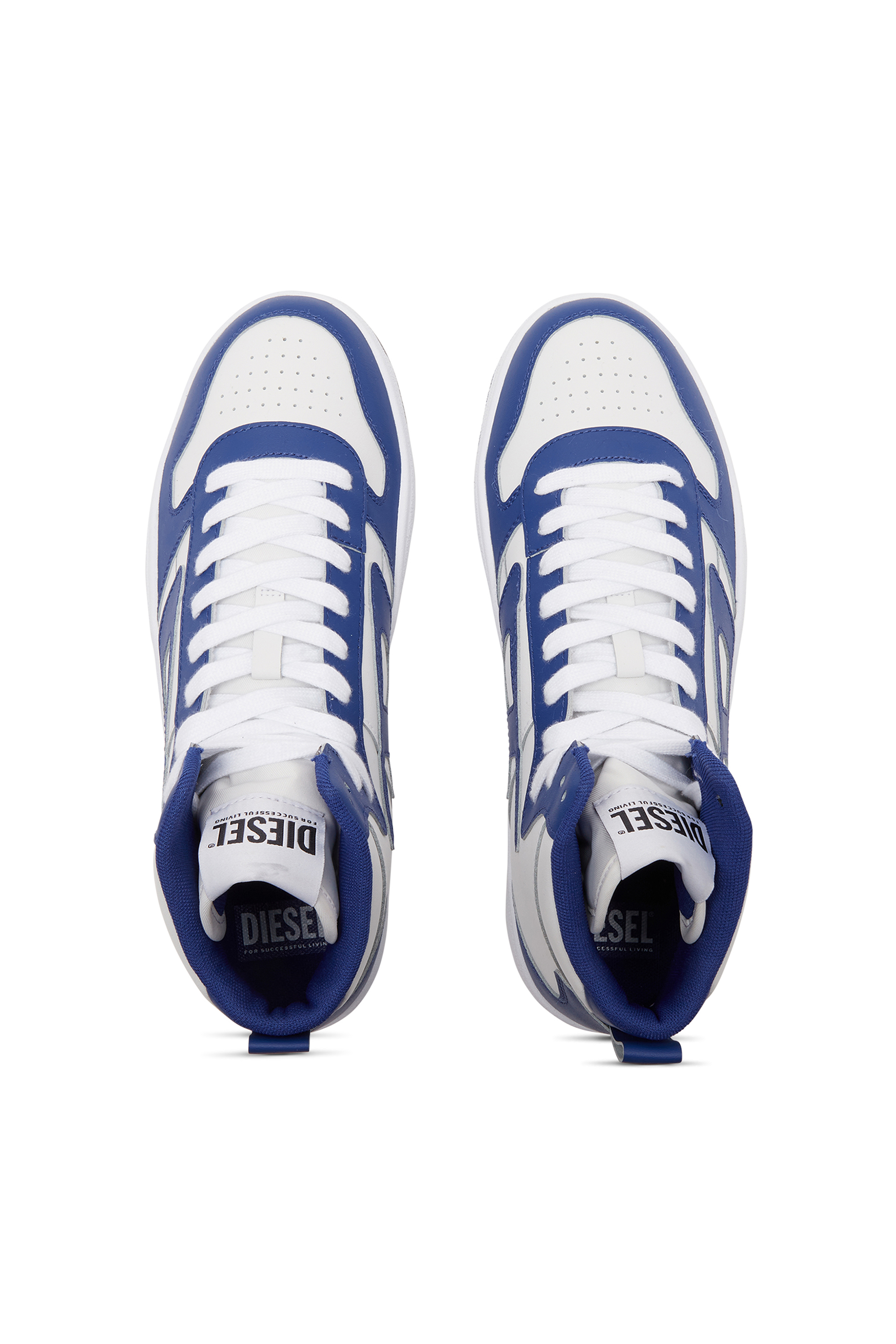 Diesel - S-UKIYO V2 MID, Man's S-Ukiyo-High-top sneakers in leather in White/Blue - 5