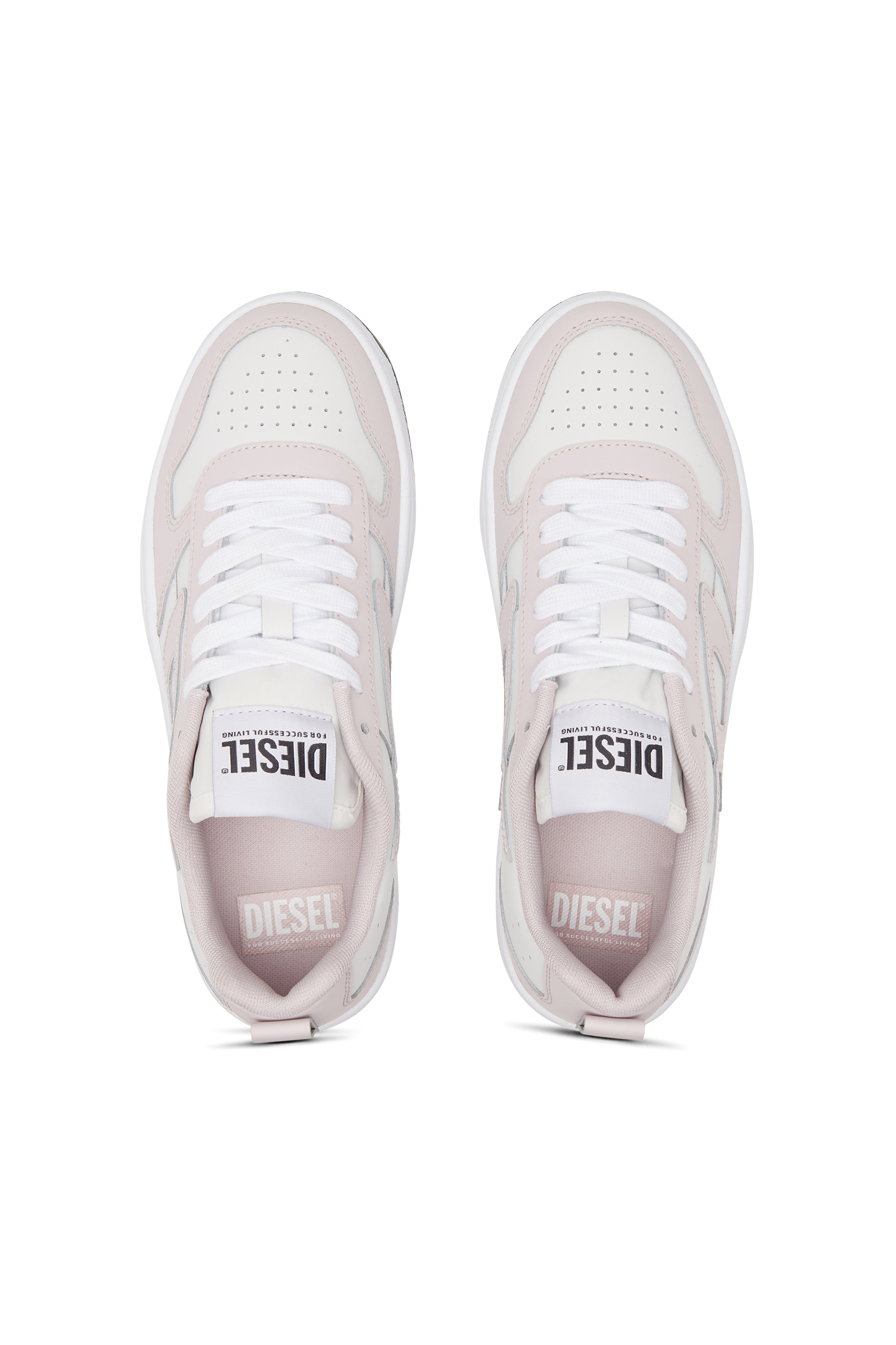 Diesel - S-UKIYO V2 LOW W, Woman's S-Ukiyo Low-Low-top sneakers in leather and nylon in White/Pink - 5