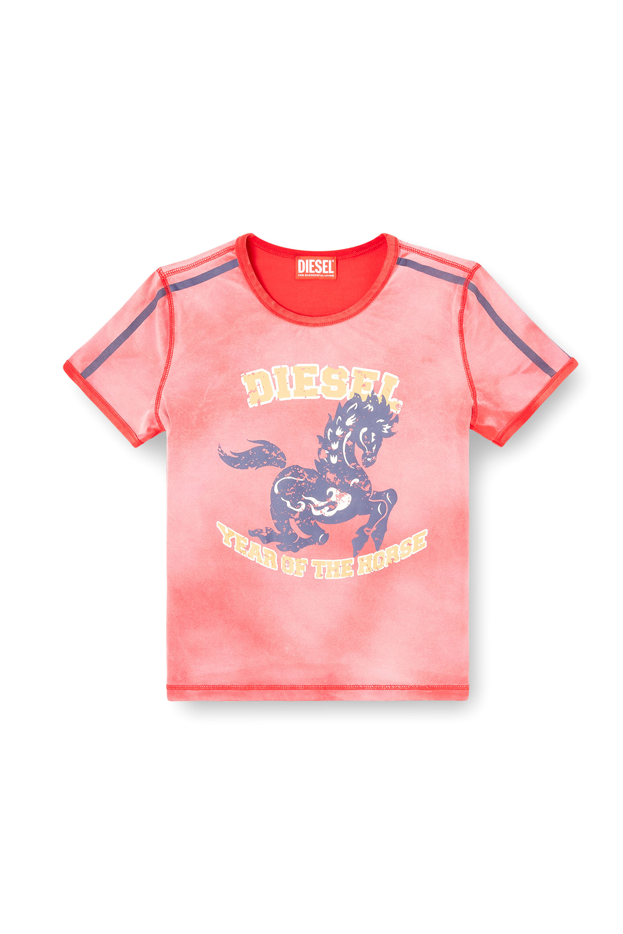 Diesel - CL-T-UNCUTIE-HORSE, Woman's Cotton stretch T-shirt with horse graphic print in Red - 3