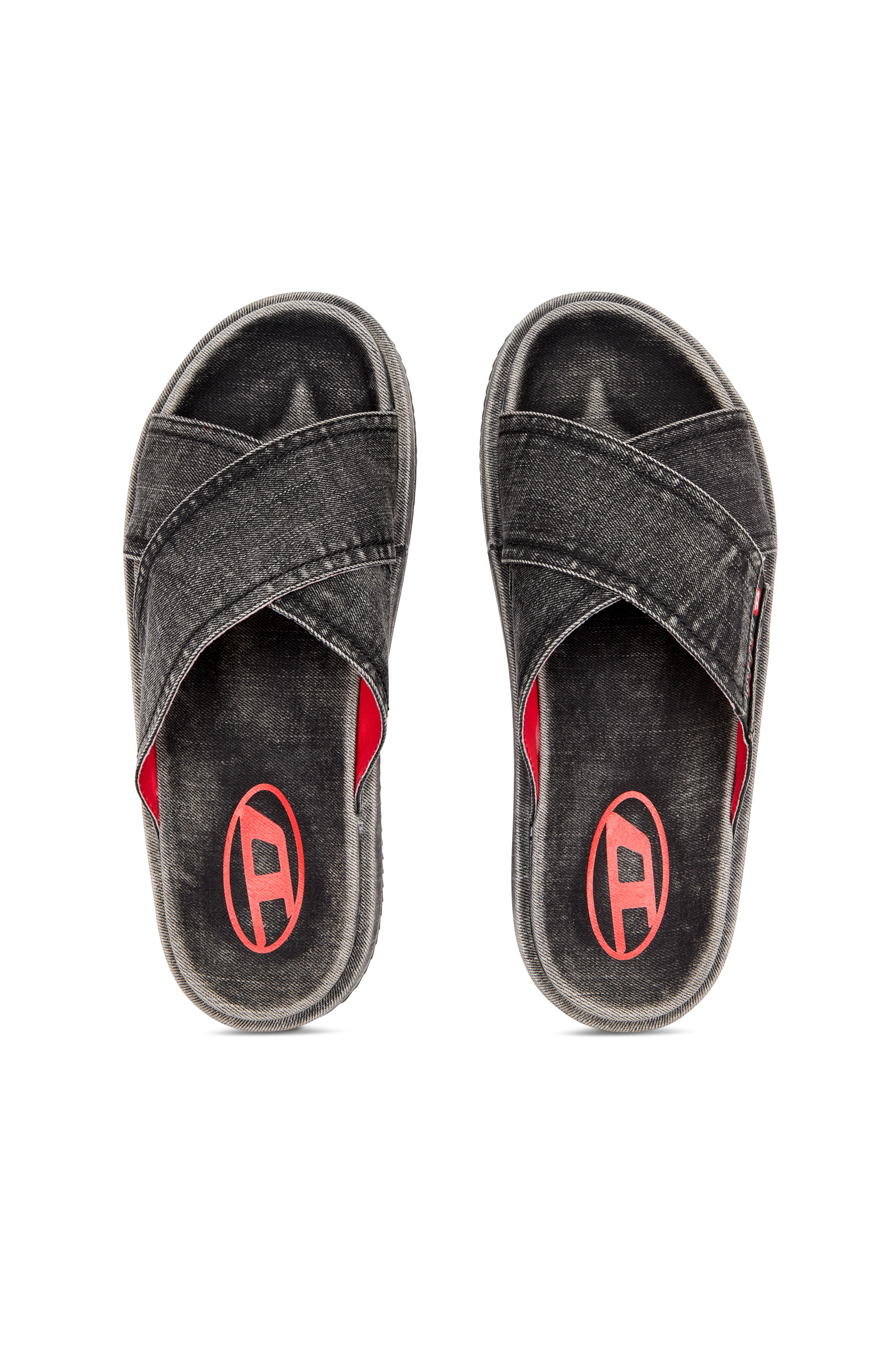 Diesel - SA-SLIDE CRIS CROS, Unisex's Sa-Slide-Denim slides with criss-cross straps in Black - 4