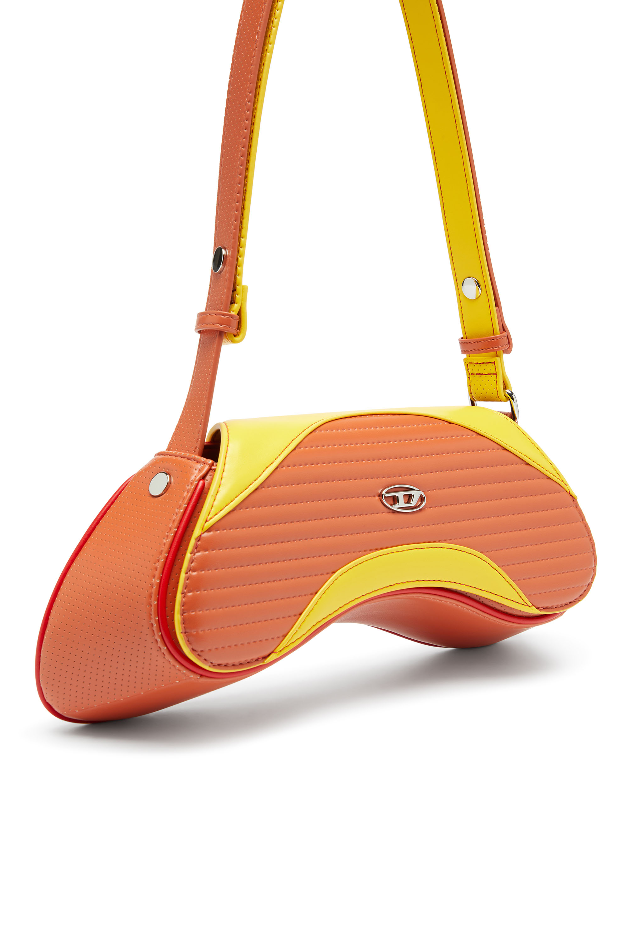 Diesel - PLAY CROSSBODY, Woman's Play - Crossbody bag in quilted perforated PU in Orange/Yellow - 5