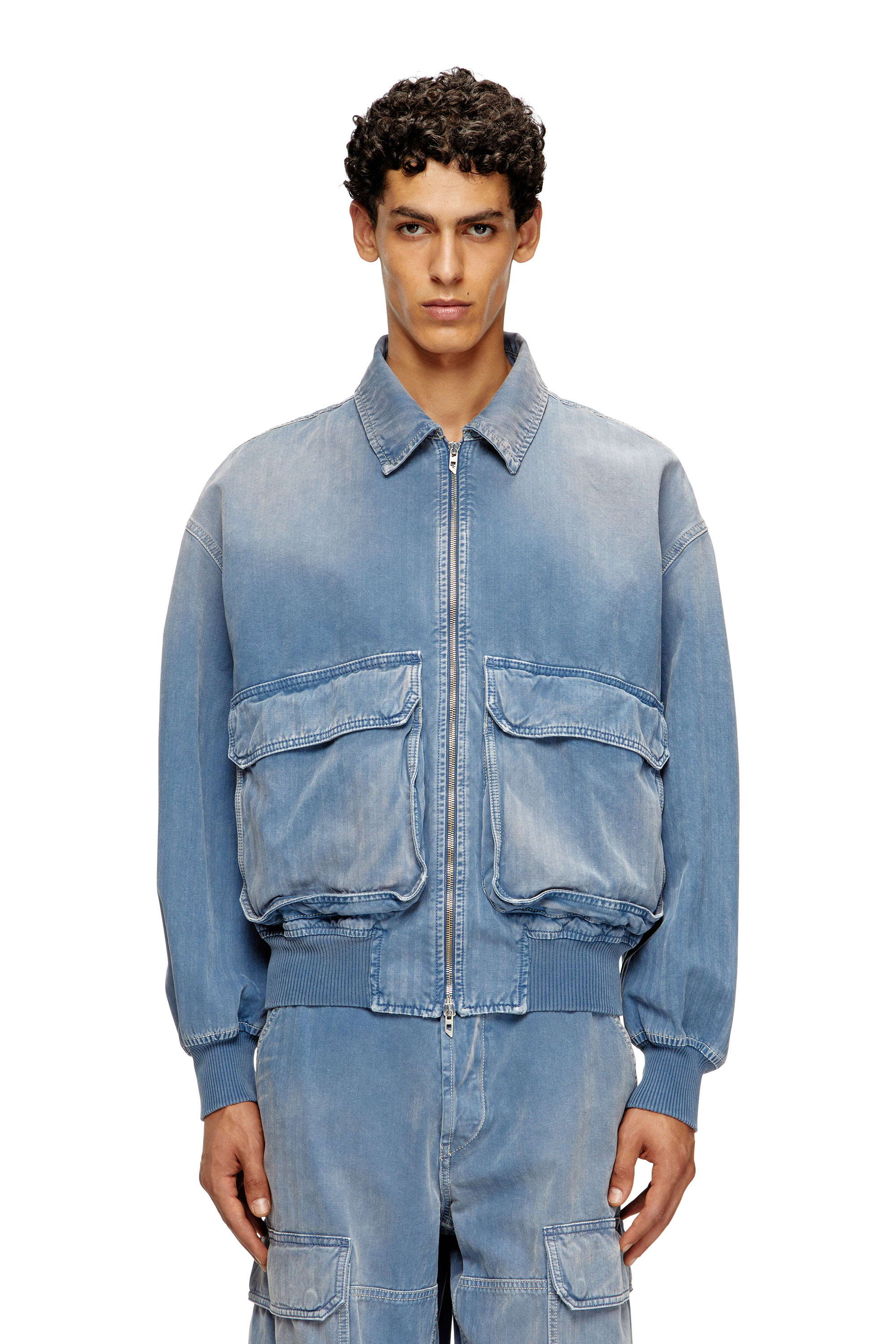 Diesel - D-KURZ, Unisex's Jacket in coloured herringbone denim in Light Blue - 3
