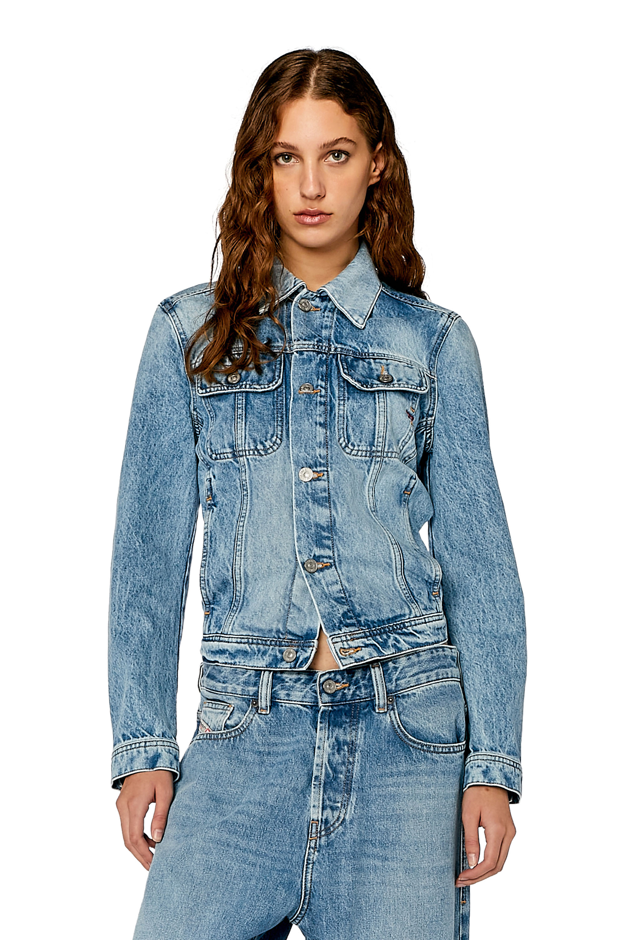 Diesel - DE-BONNY, Woman's Trucker jacket in denim in Light Blue - 1