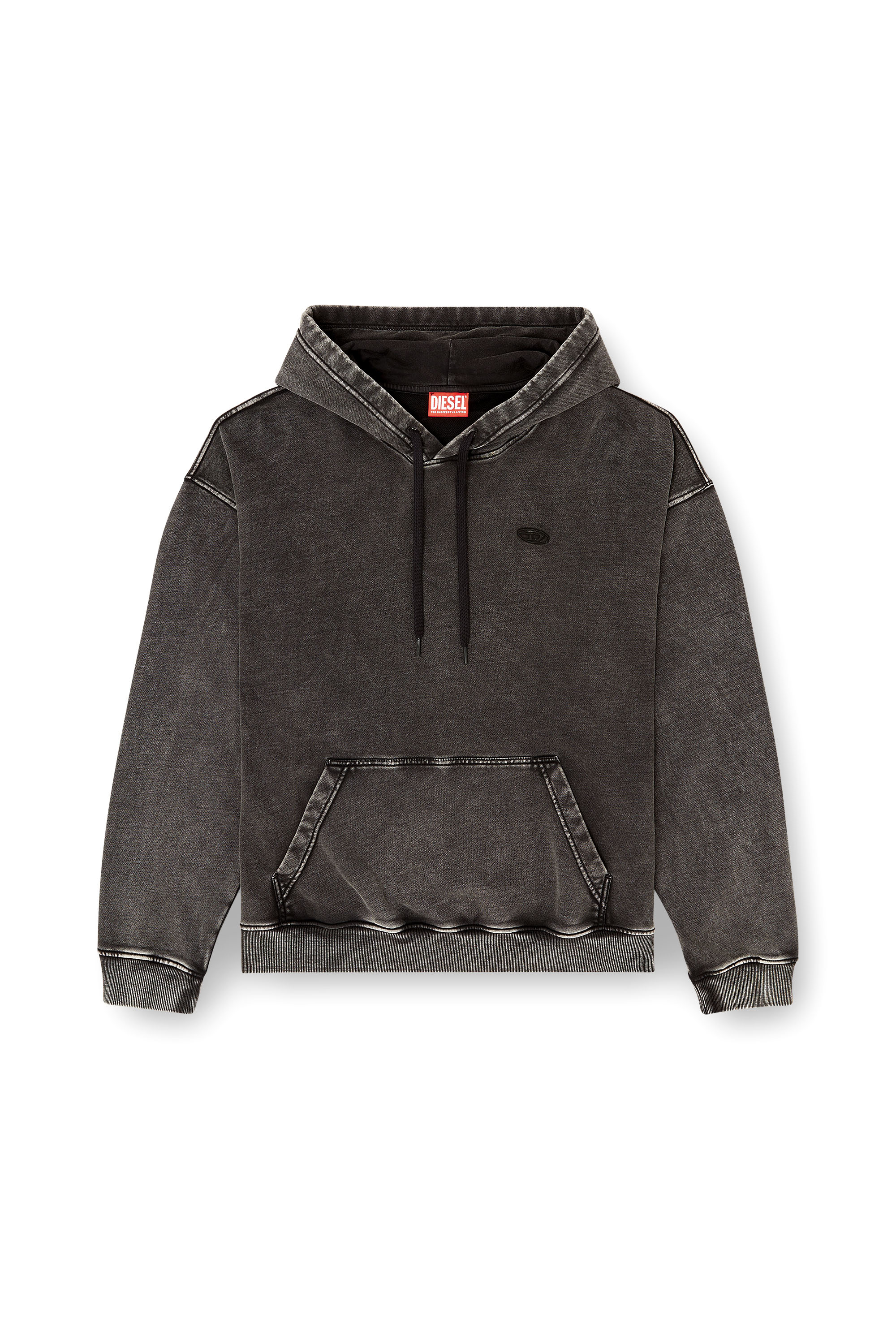 Diesel - S-BOXT-HOOD-DEN, Man's Hoodie with raw-cut back patch in Dark grey - 3