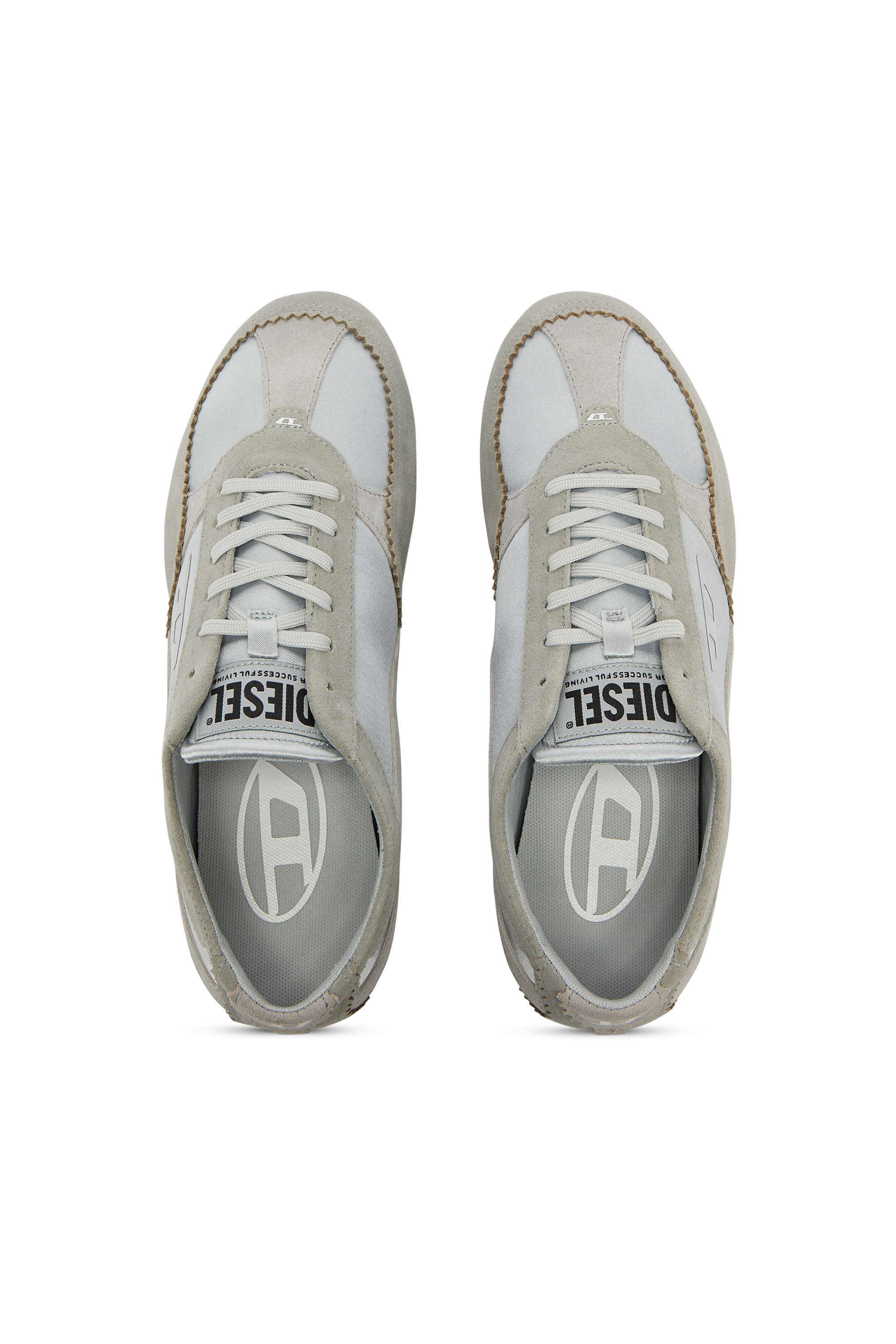 Diesel - D-MILE LOW II W, Woman's D-Mile-Flat sneakers with suede overlays in Light Blue - 4
