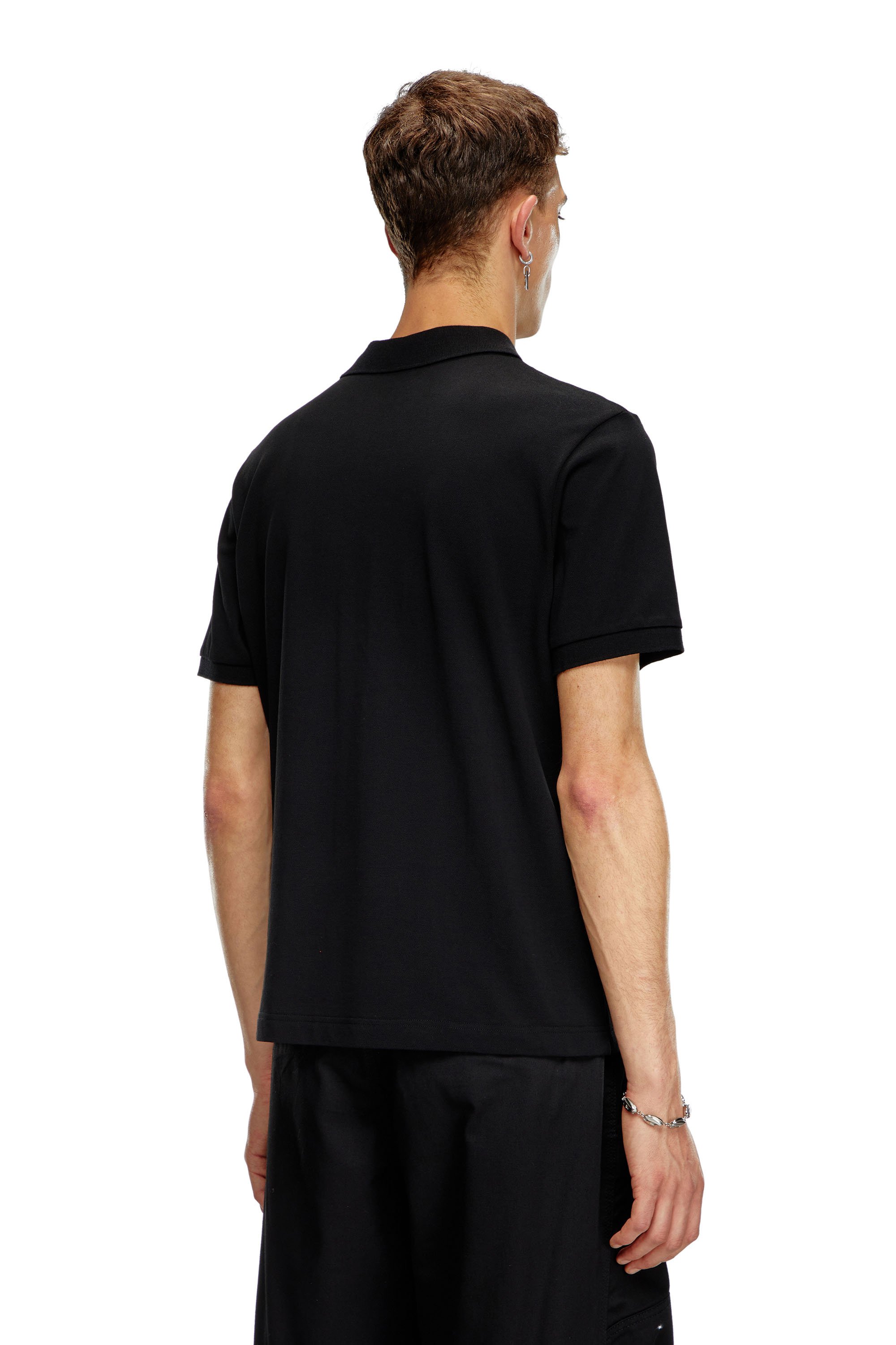 Diesel - T-REJUST-DOVAL-PJ, Man's Polo shirt with Oval D patch in Black - 2