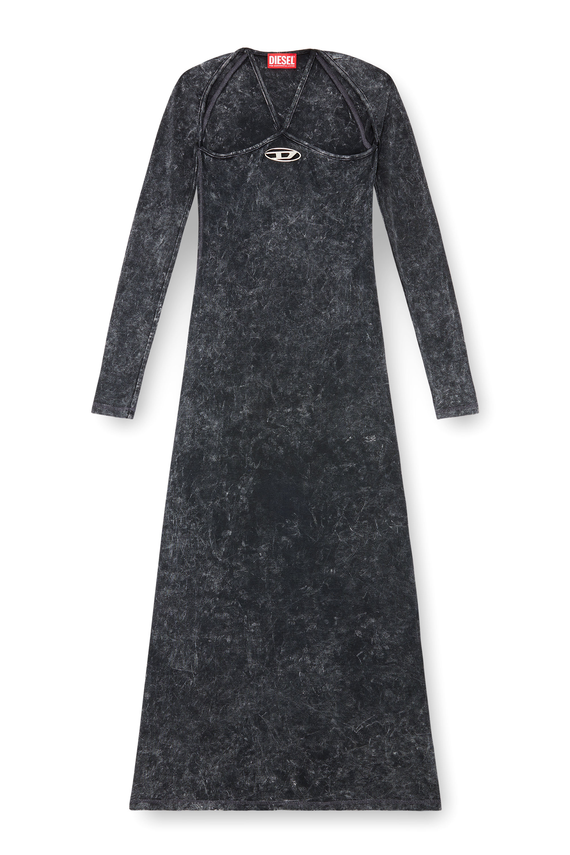 Diesel - D-MARINEL, Woman's Long dress with marbled effect in Black - 2