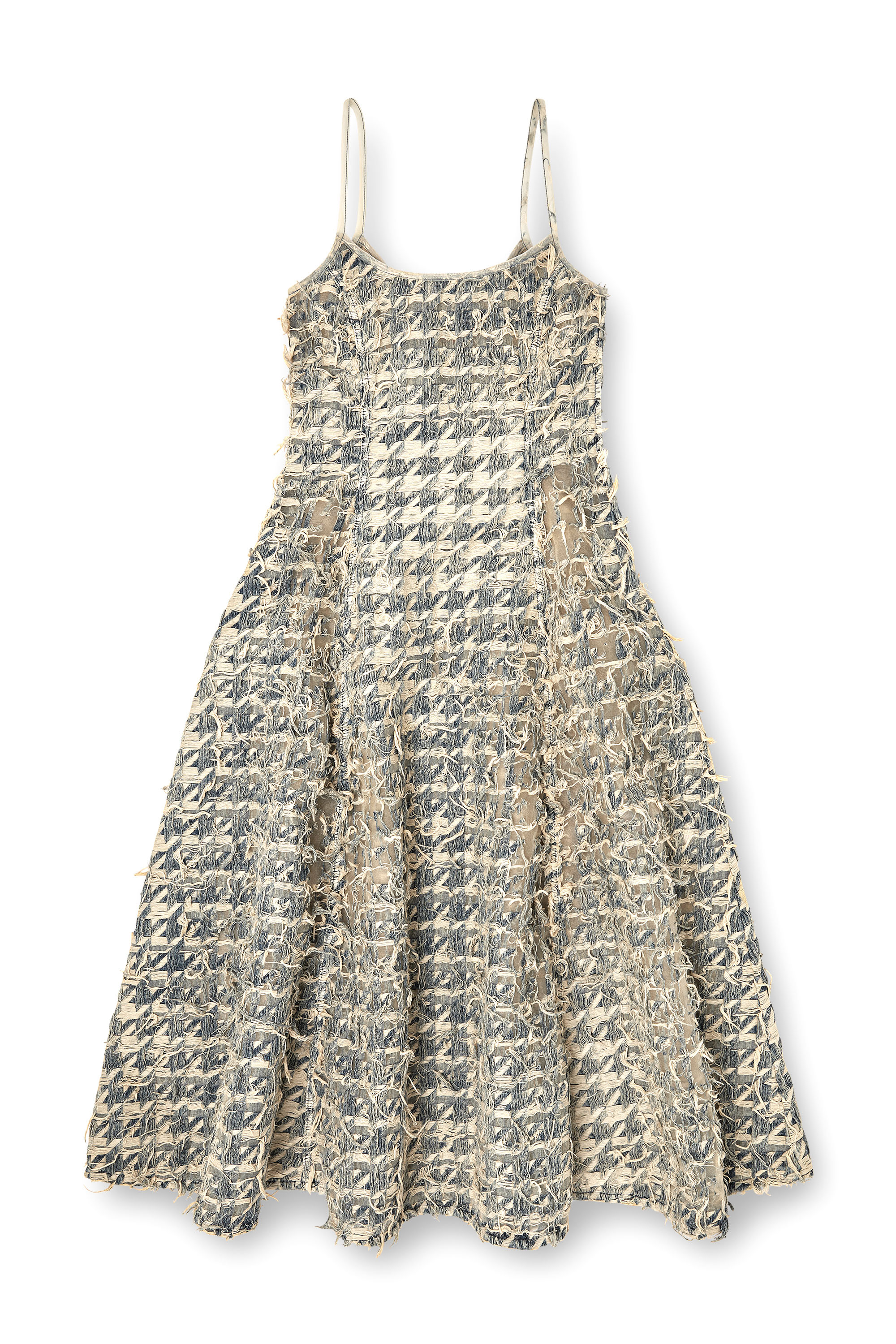 Diesel - DE-SWEENEY-LONG-FSH, Woman's Long skirt in dévoré houndstooth denim in Light Blue - 2