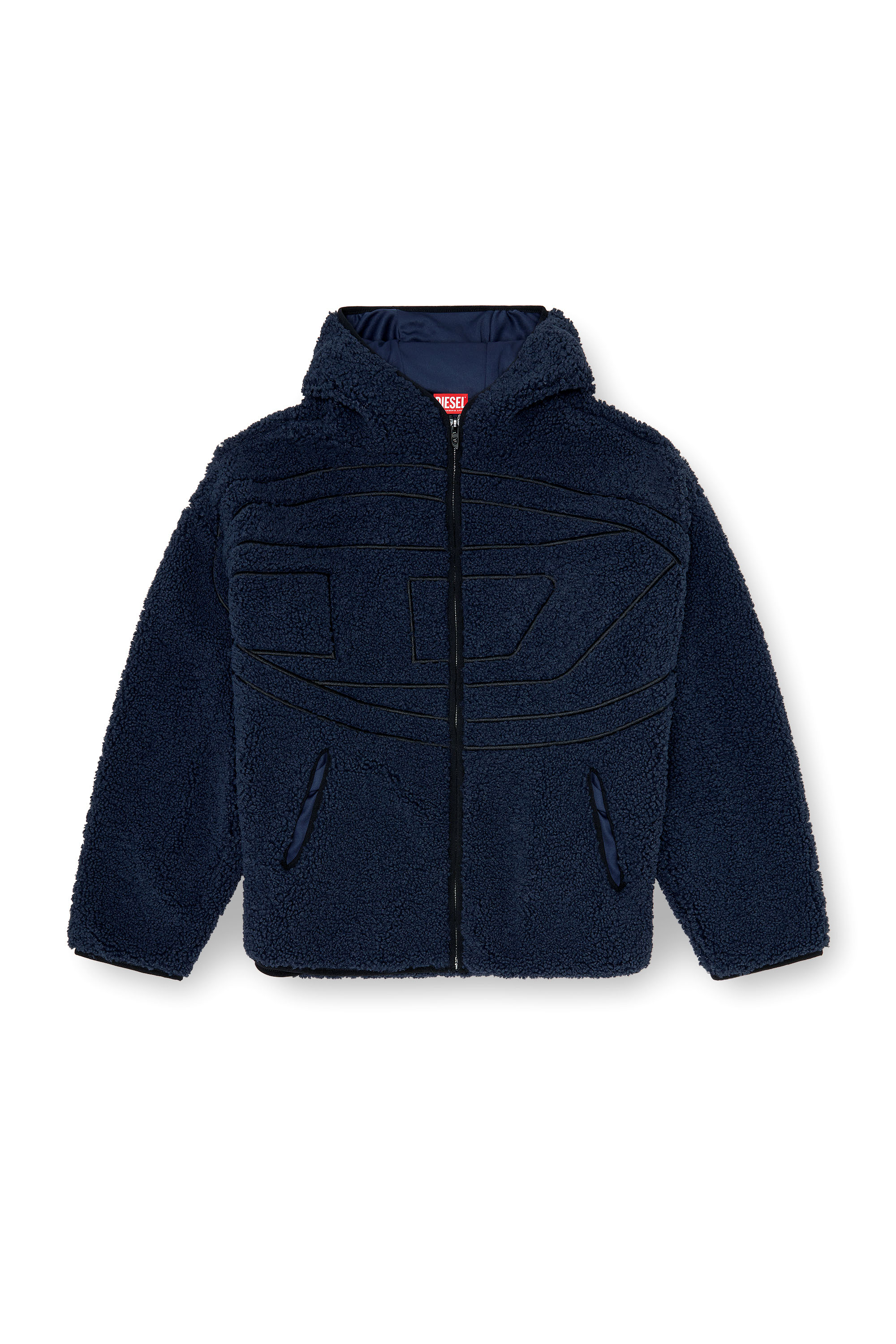 Diesel - S-ZAT, Man's Teddy hoodie sweatshirt in Dark Blue - 2