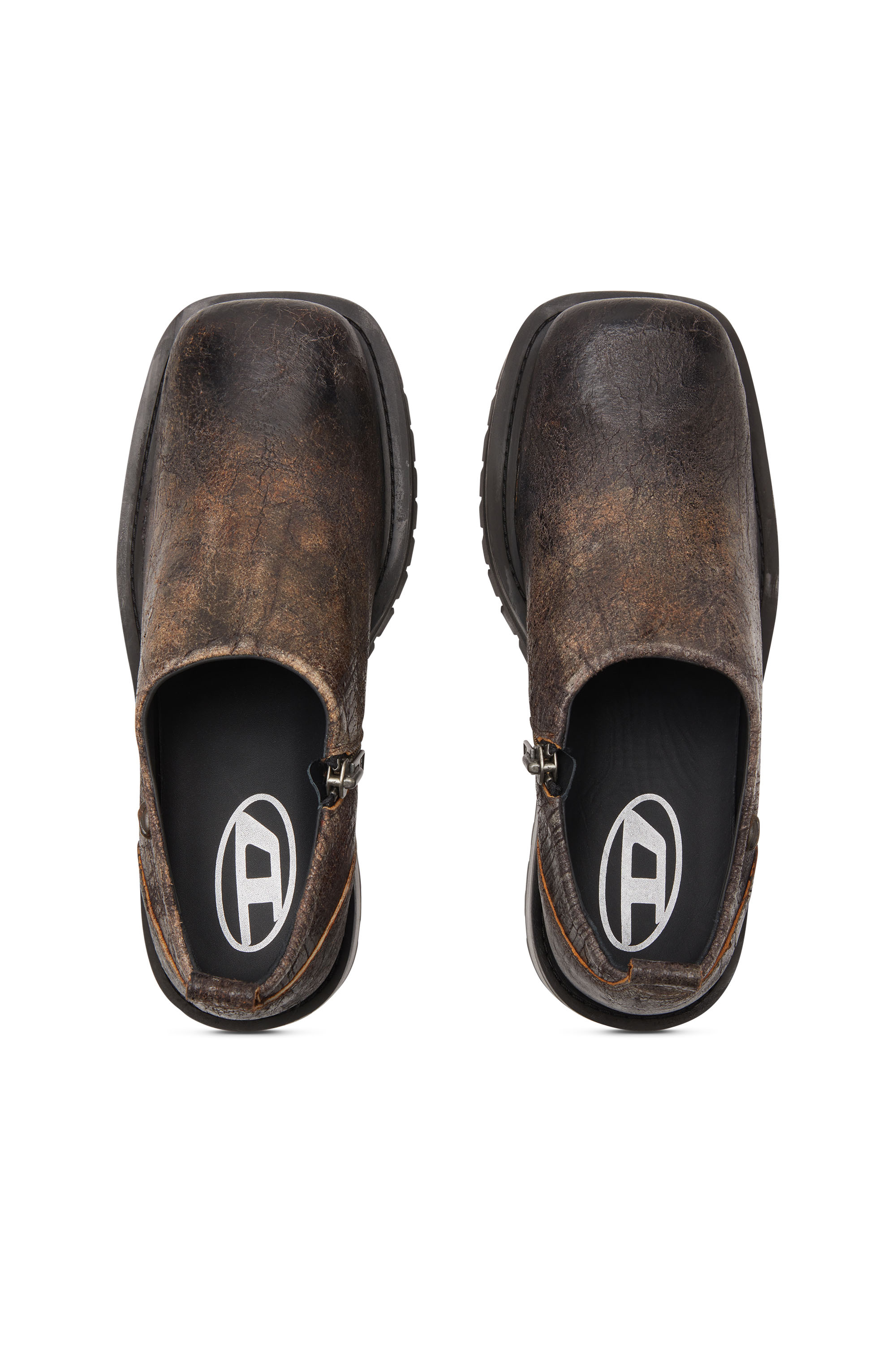 D-TEXAN CLOG, Brown Diesel - D-TEXAN CLOG, Man's D-Texan-Zipped shoes in distressed crackled suede in Brown - 5