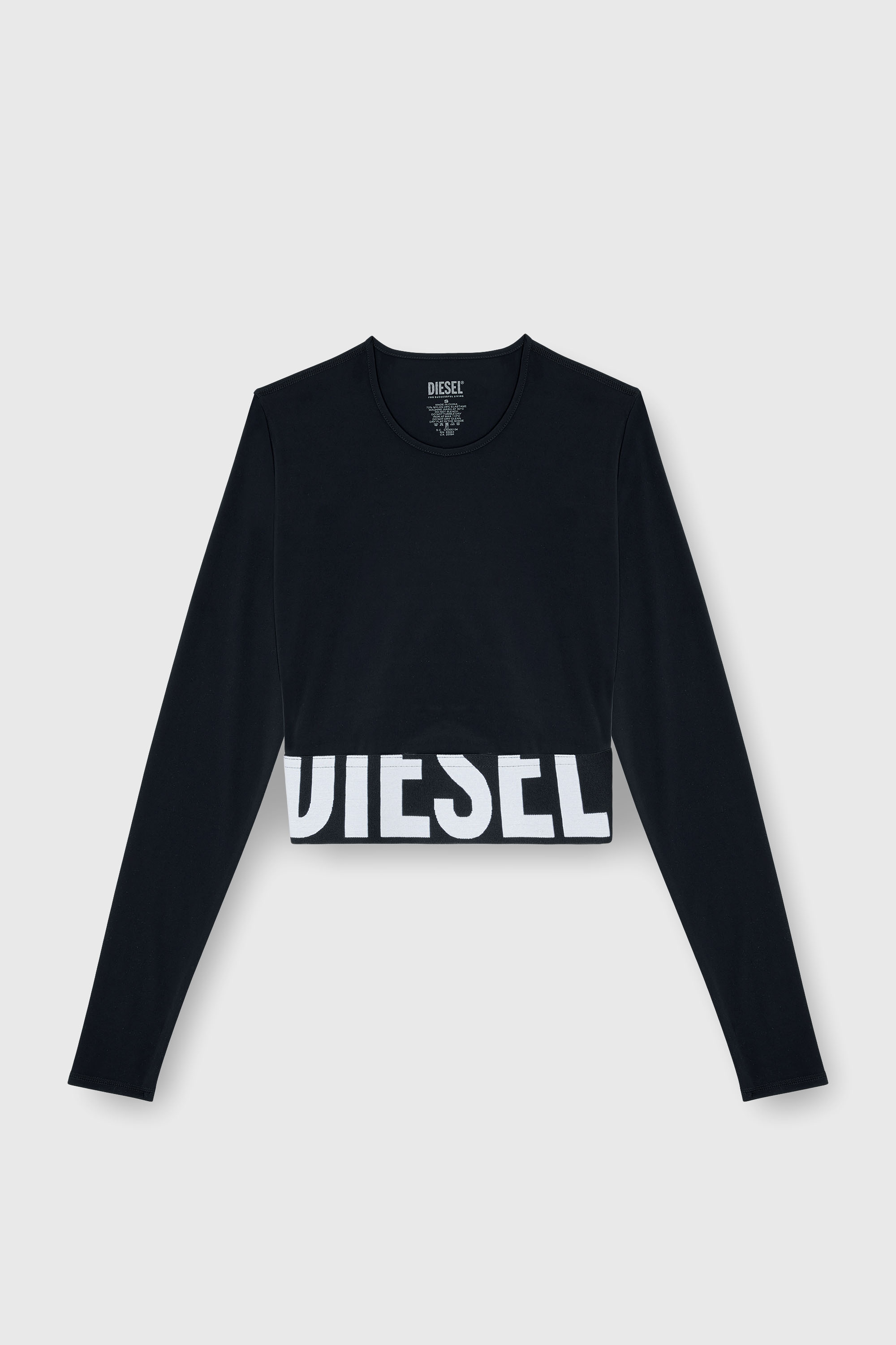 Diesel - MELISSA-D-POP, Woman's Microfibre crop top with cut-off logo in Black - 2