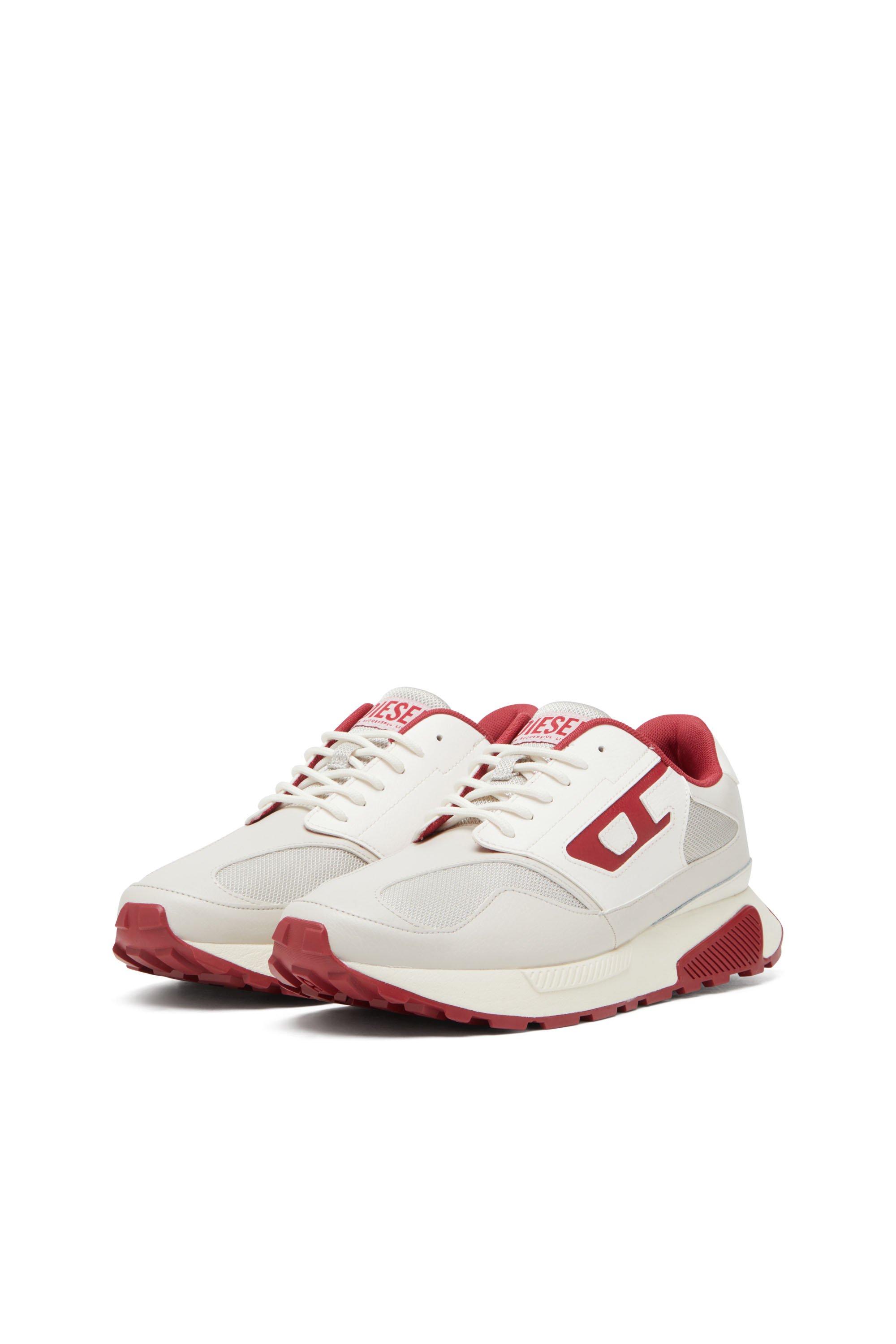 Diesel - S-TAME-D RUNNING, Man's S-Tame-D-Sneakers in mesh, suede and PU in White/Red - 8