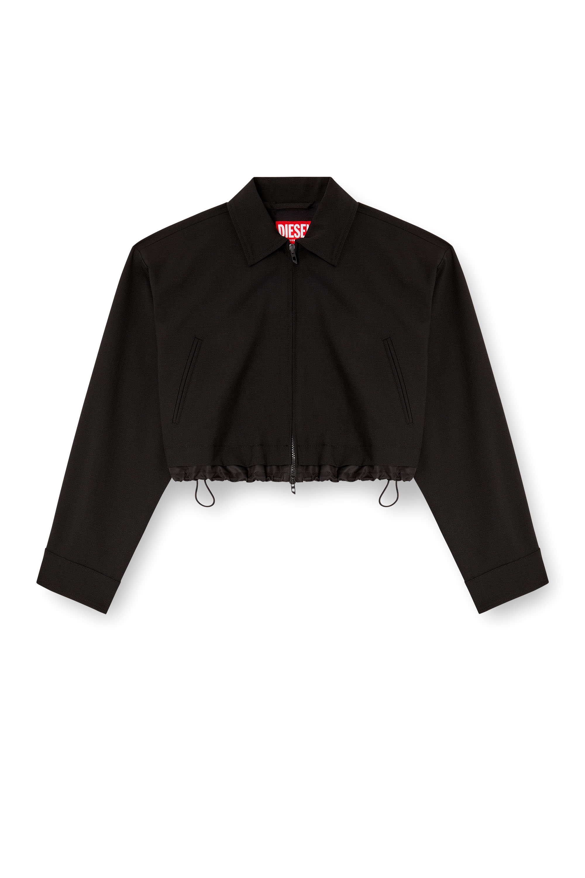 J-TING-FEM-R2, Black Diesel - J-TING-FEM-R2, Woman's Cropped jacket in tailoring fabric and nylon in Black - 2
