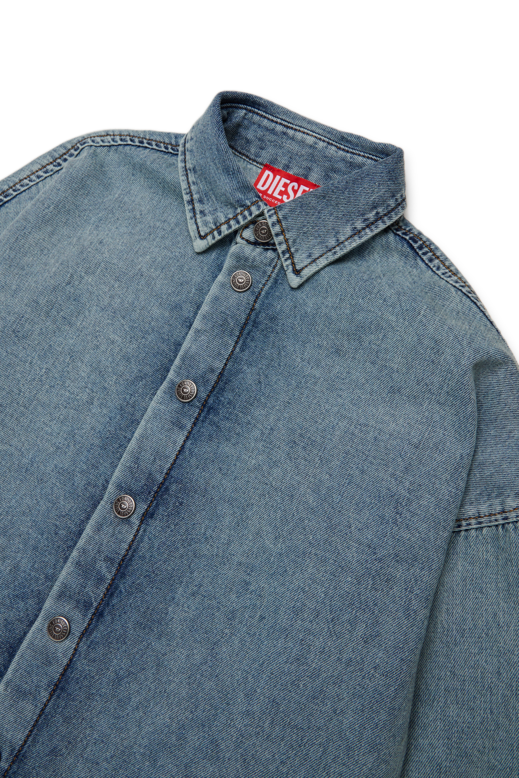 Diesel - CKAMA, Man's Denim shirt with back logo in Medium blue - 3