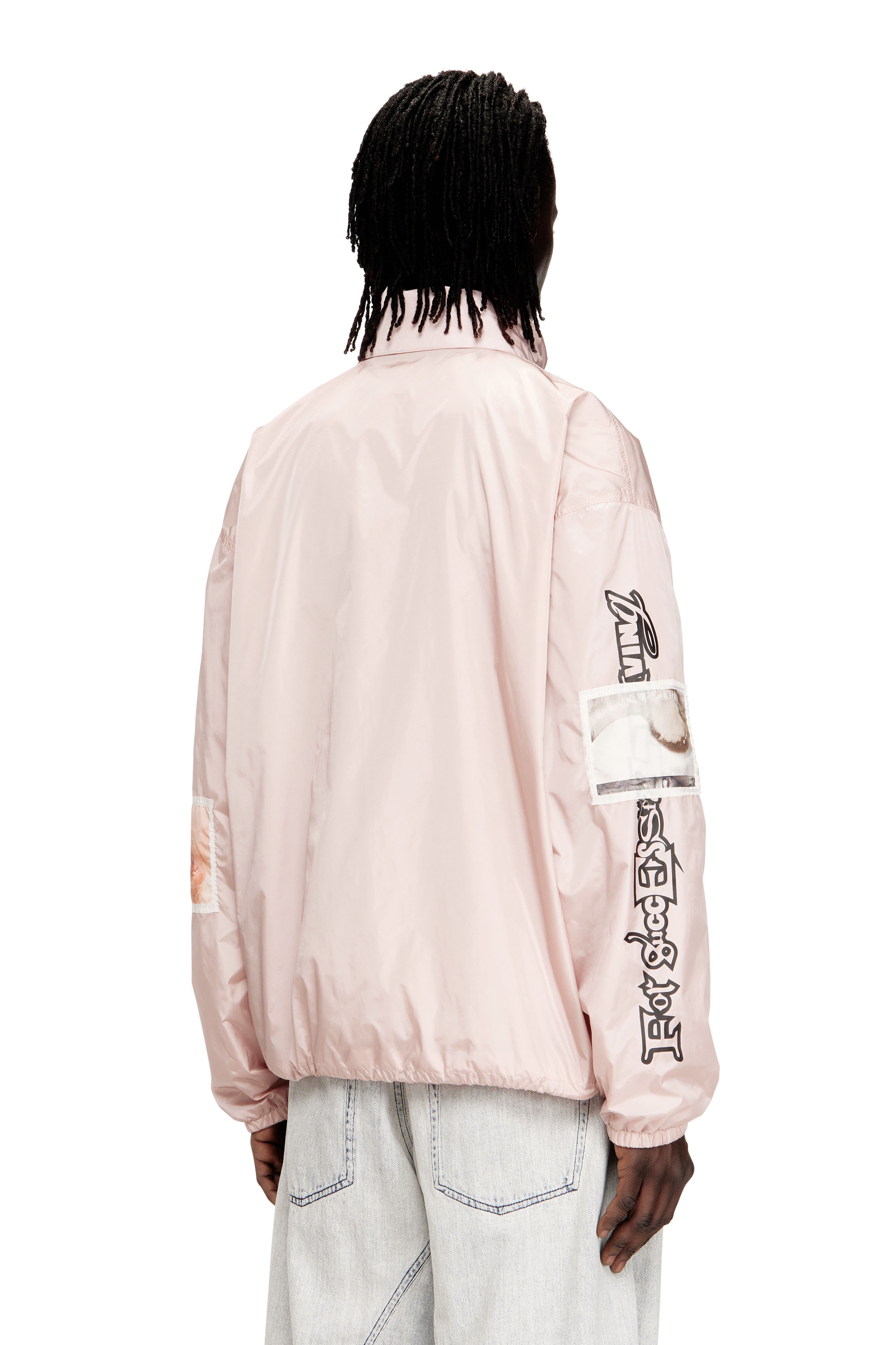 Diesel - J-CLAUS-A-GSBR, Man's Windbreaker with graphic patches in Pink - 4