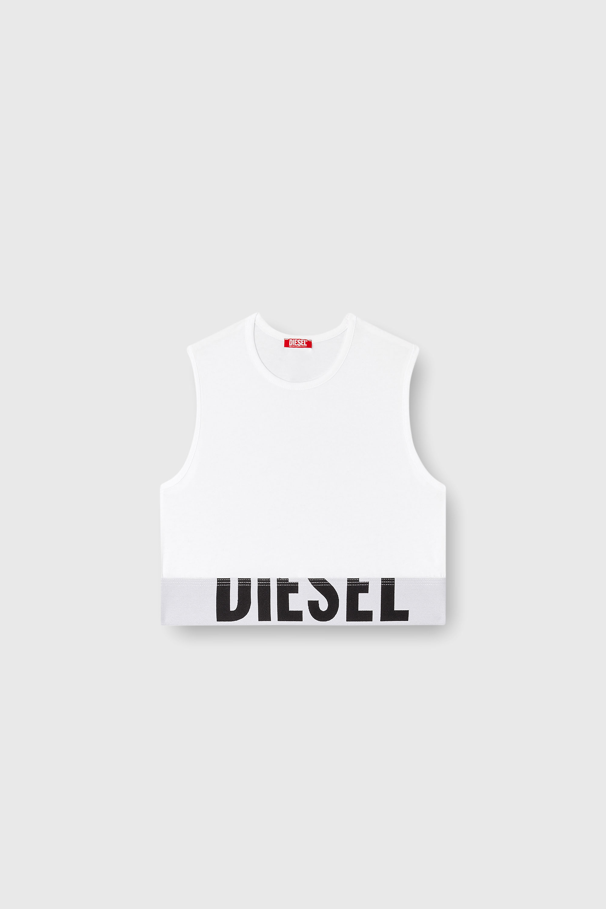 Diesel - ADA-D-POP, Woman's Cropped tank top with cut-off logo in White - 2