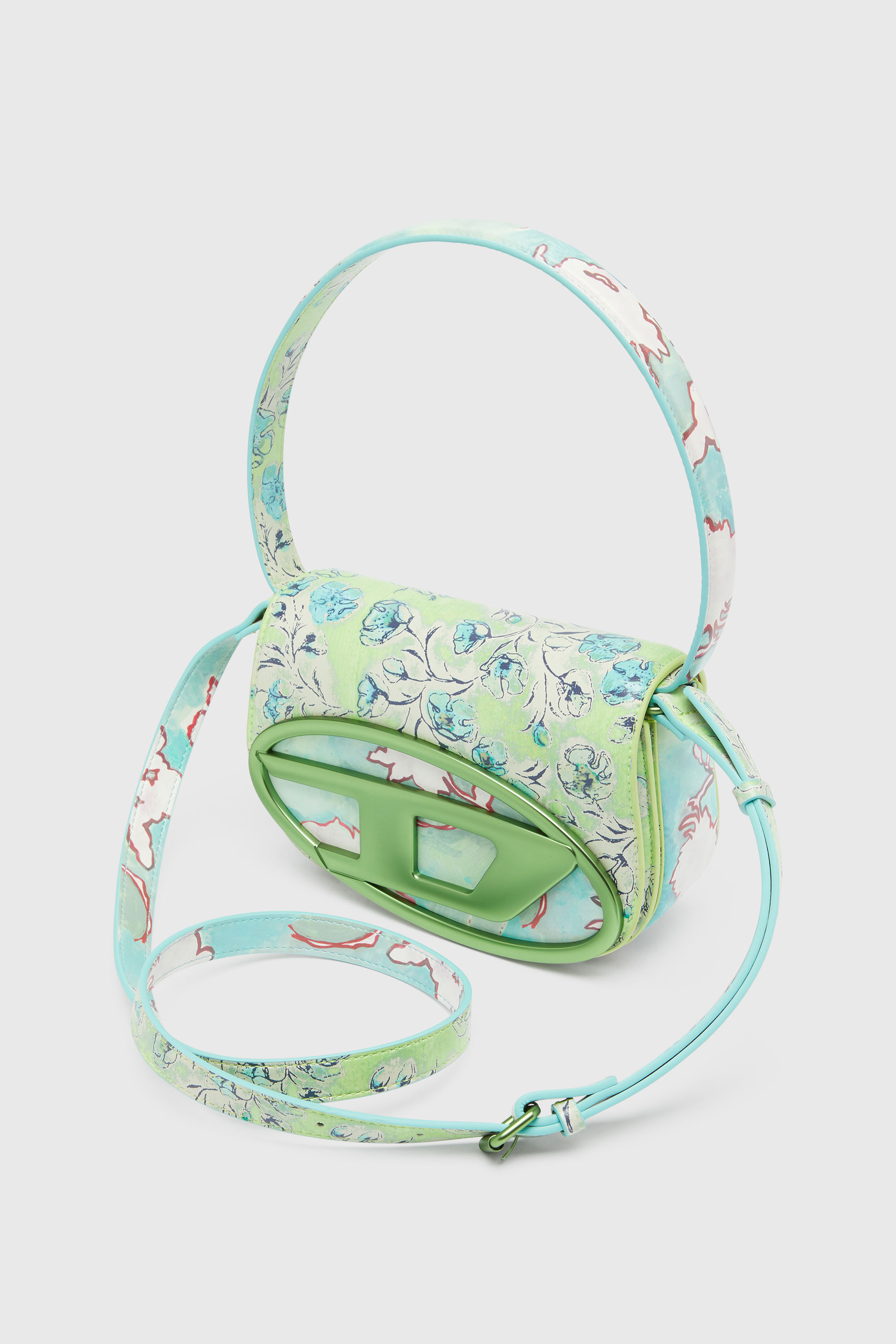 Diesel - 1DR, Woman's 1DR-Iconic shoulder bag with floral print in Green - 5