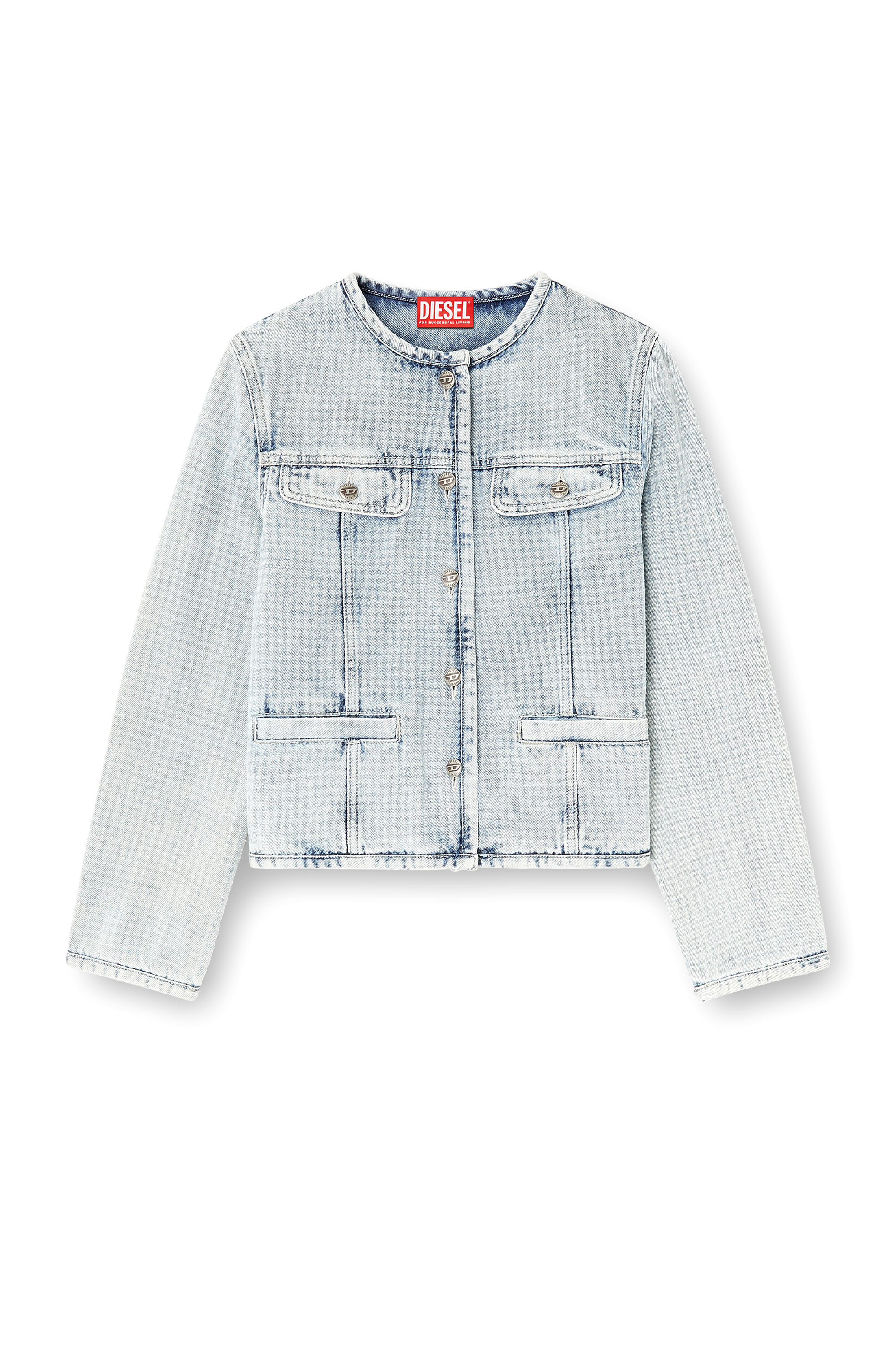 Diesel - DE-GRAFY-S, Woman's Jacket in graphic denim with crystals in Light Blue - 3
