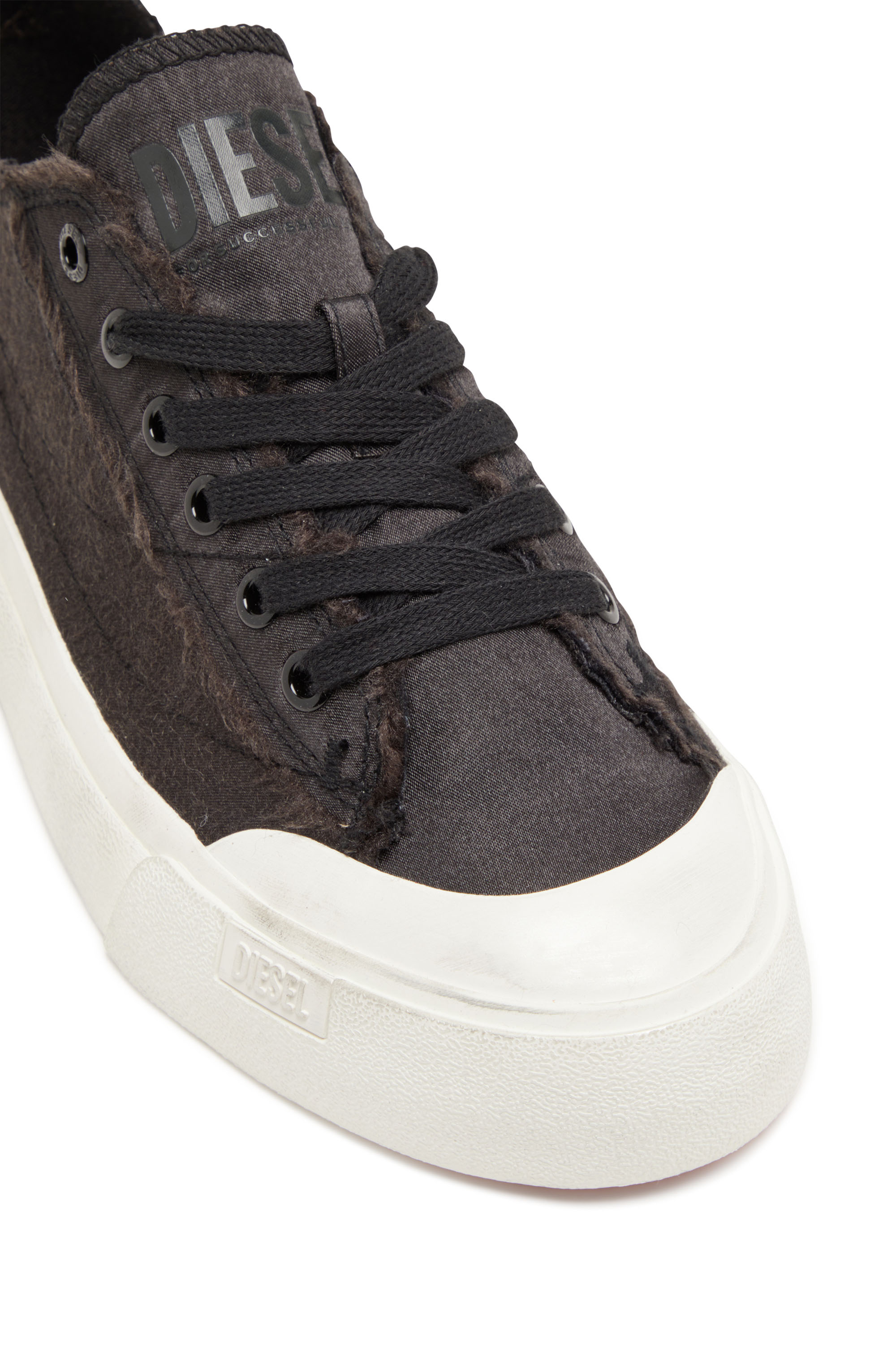 Diesel - S-ATHOS LOW W, Woman's S-Athos Low-Sneakers in distressed satin in Black - 6