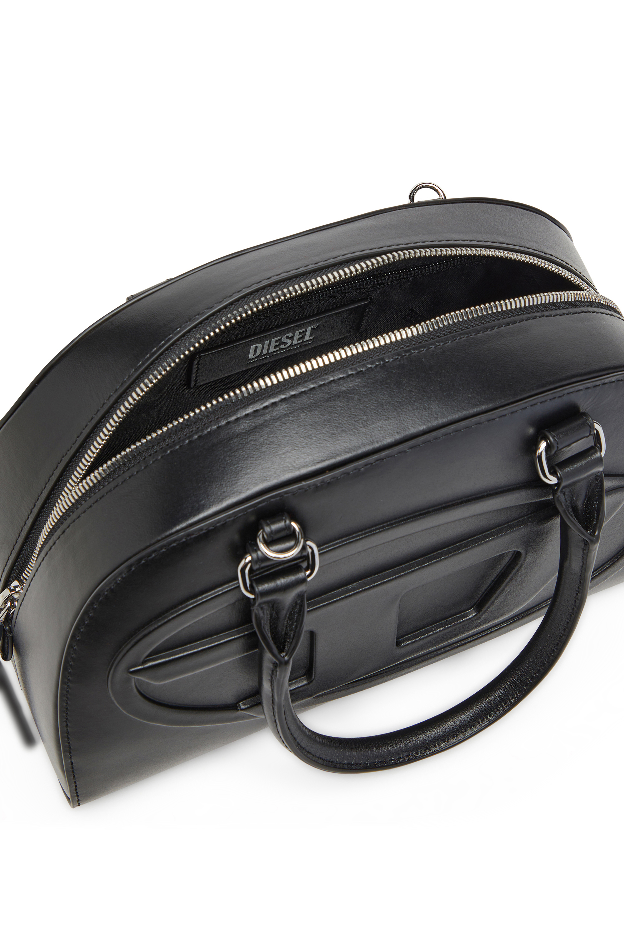 Diesel - 1DR DOME TOP HANDLE, Woman's 1DR Dome-Leather bowling bag in Black - 3
