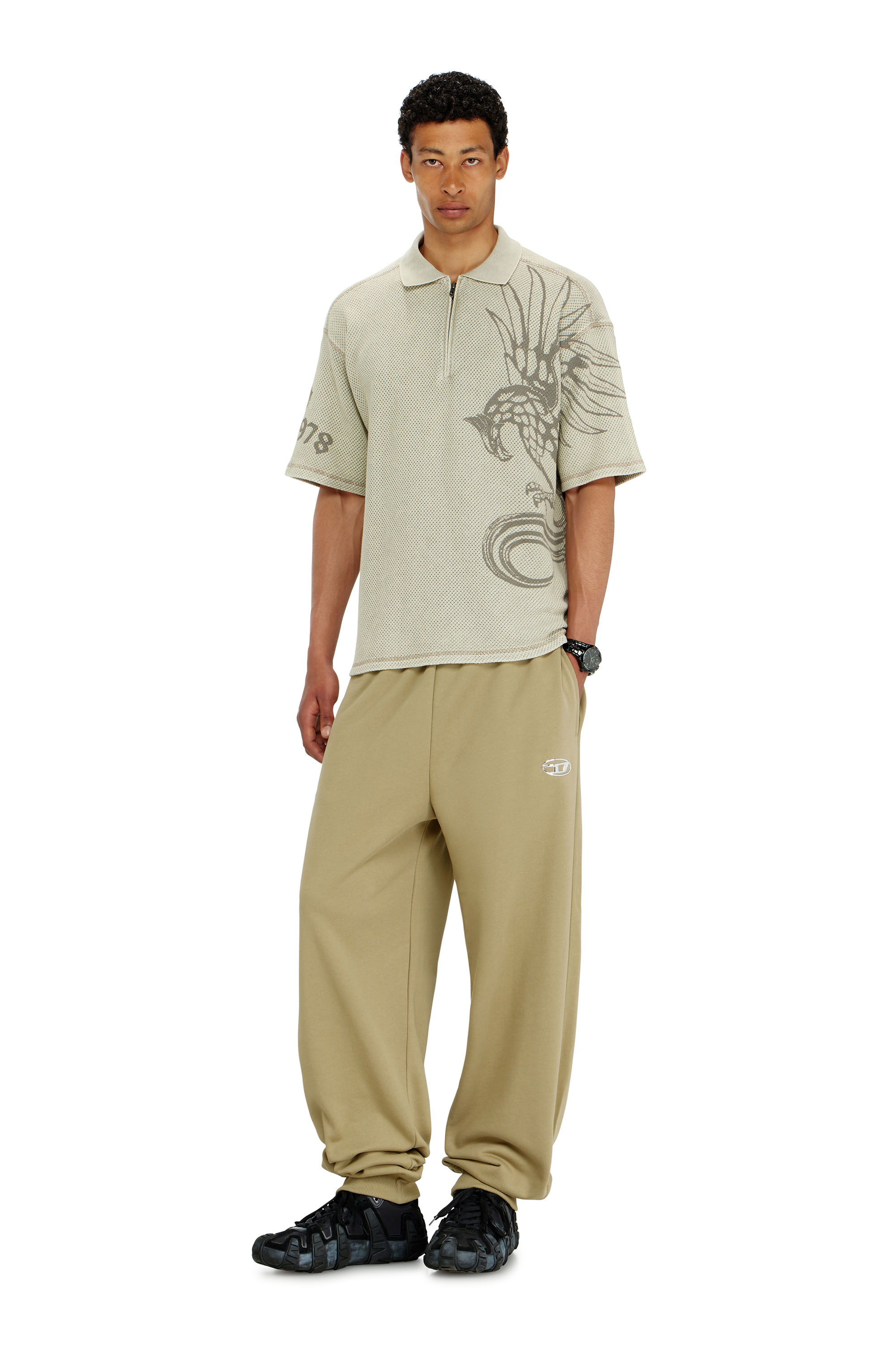 Diesel - P-MARKY-IOD, Man's Cotton pants with metallic Oval D in Beige - 1
