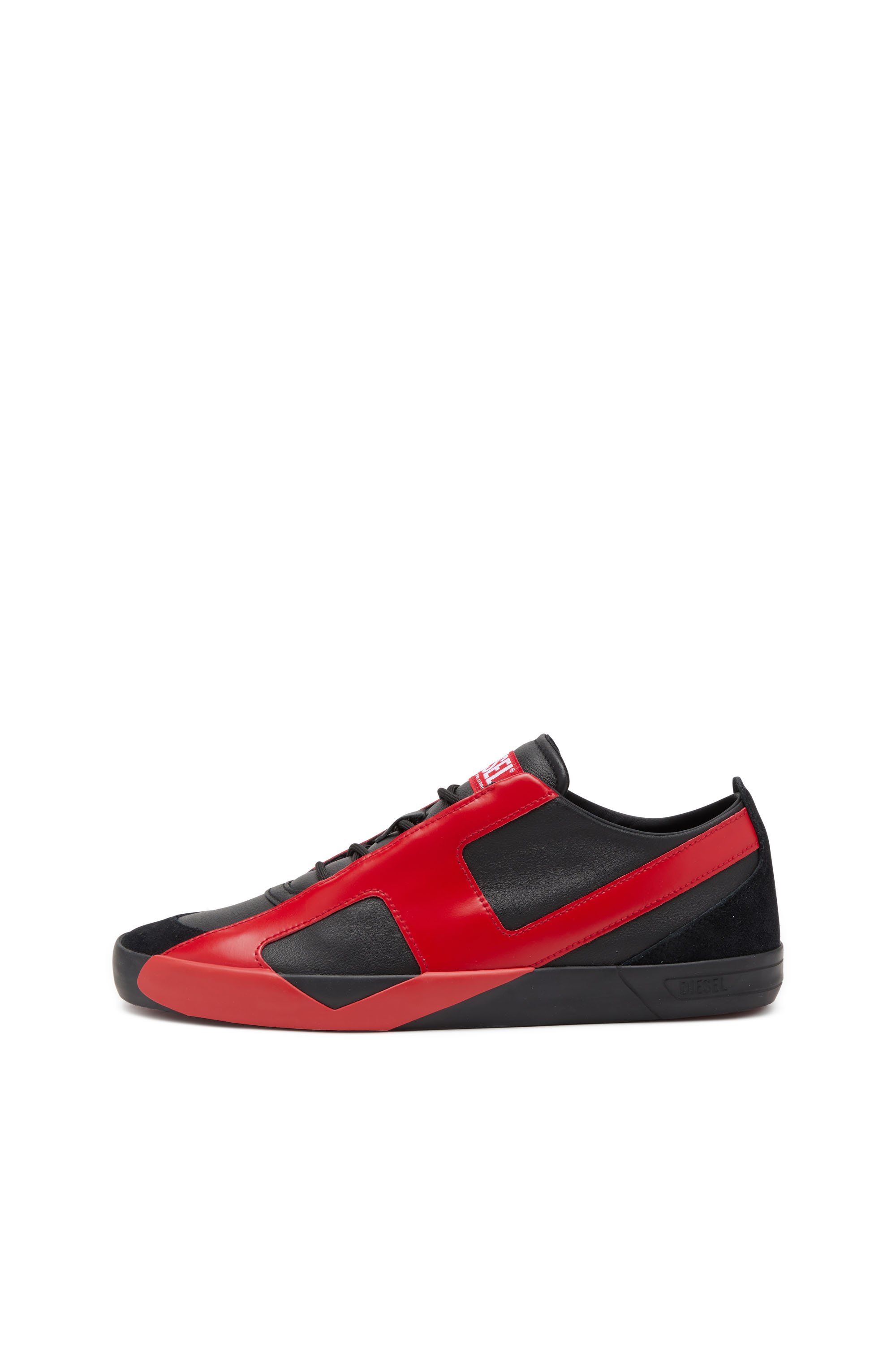 Diesel - S-SLANTE-D LOW, Man's S-Slante-D-Sneakers in suede and leather with D logo in Black/Red - 8