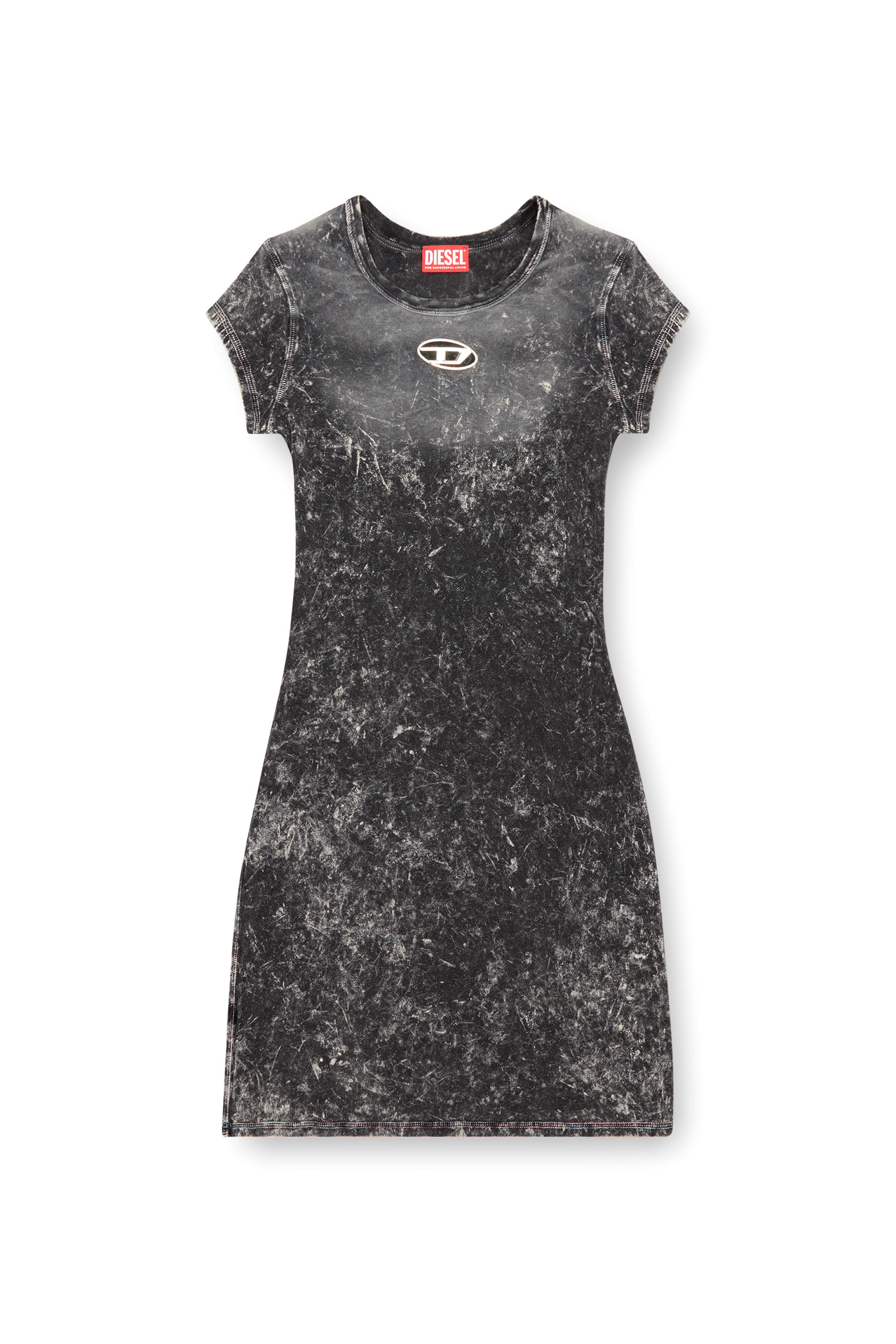 Diesel - D-ANGIEL-P1, Woman's Short dress in marbled stretch jersey in Dark grey - 3