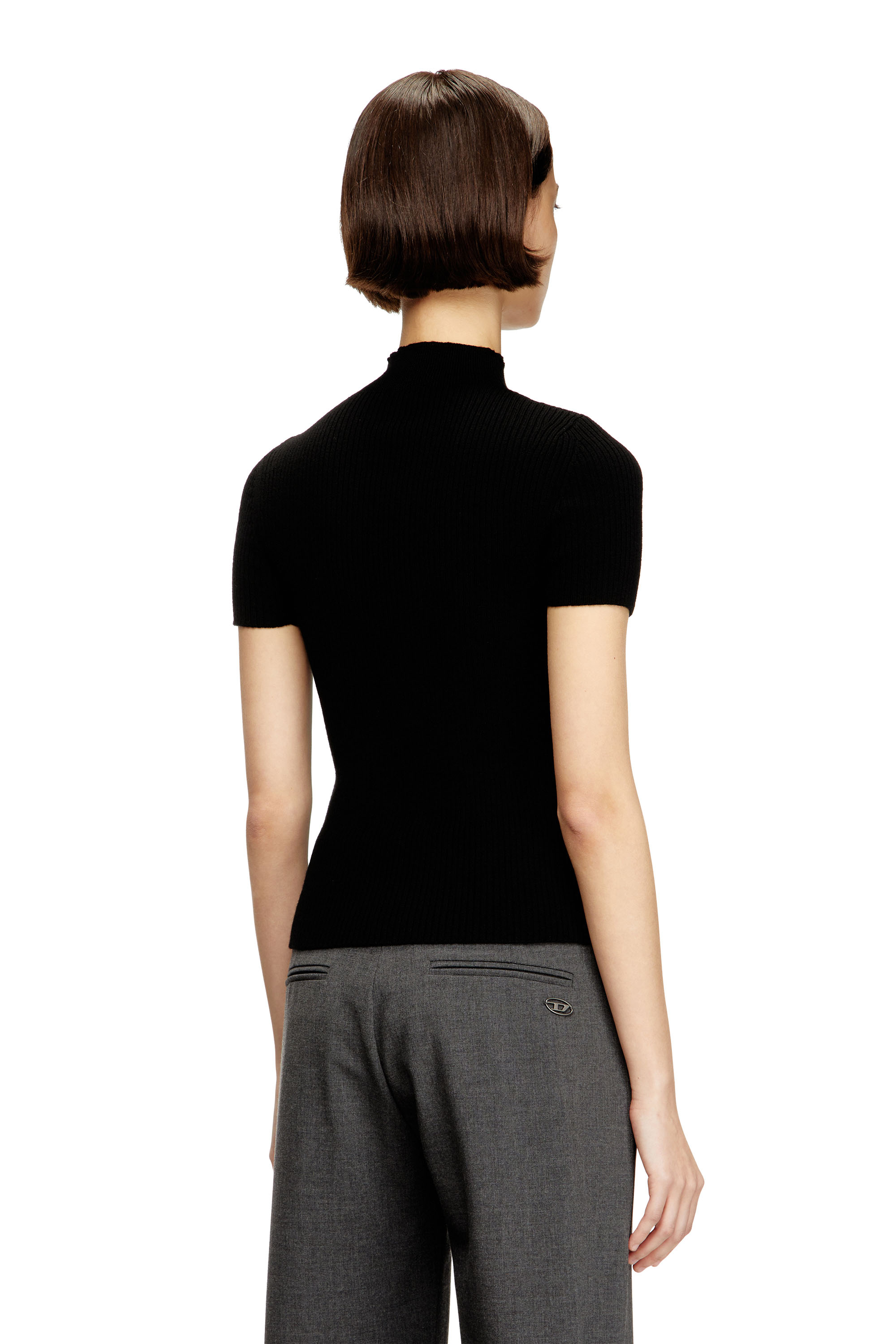 Diesel - M-OLIVE, Woman's Cut-out wool-knit top in Black - 4